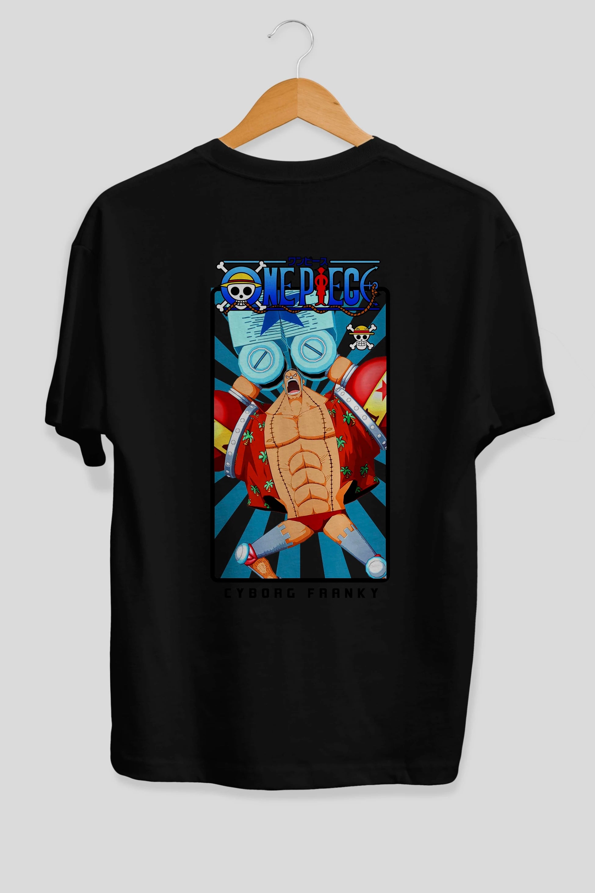 Franky Anime Arka Baskılı Oversize t-shirt Erkek Kadın Unisex %100 pamuk tişort