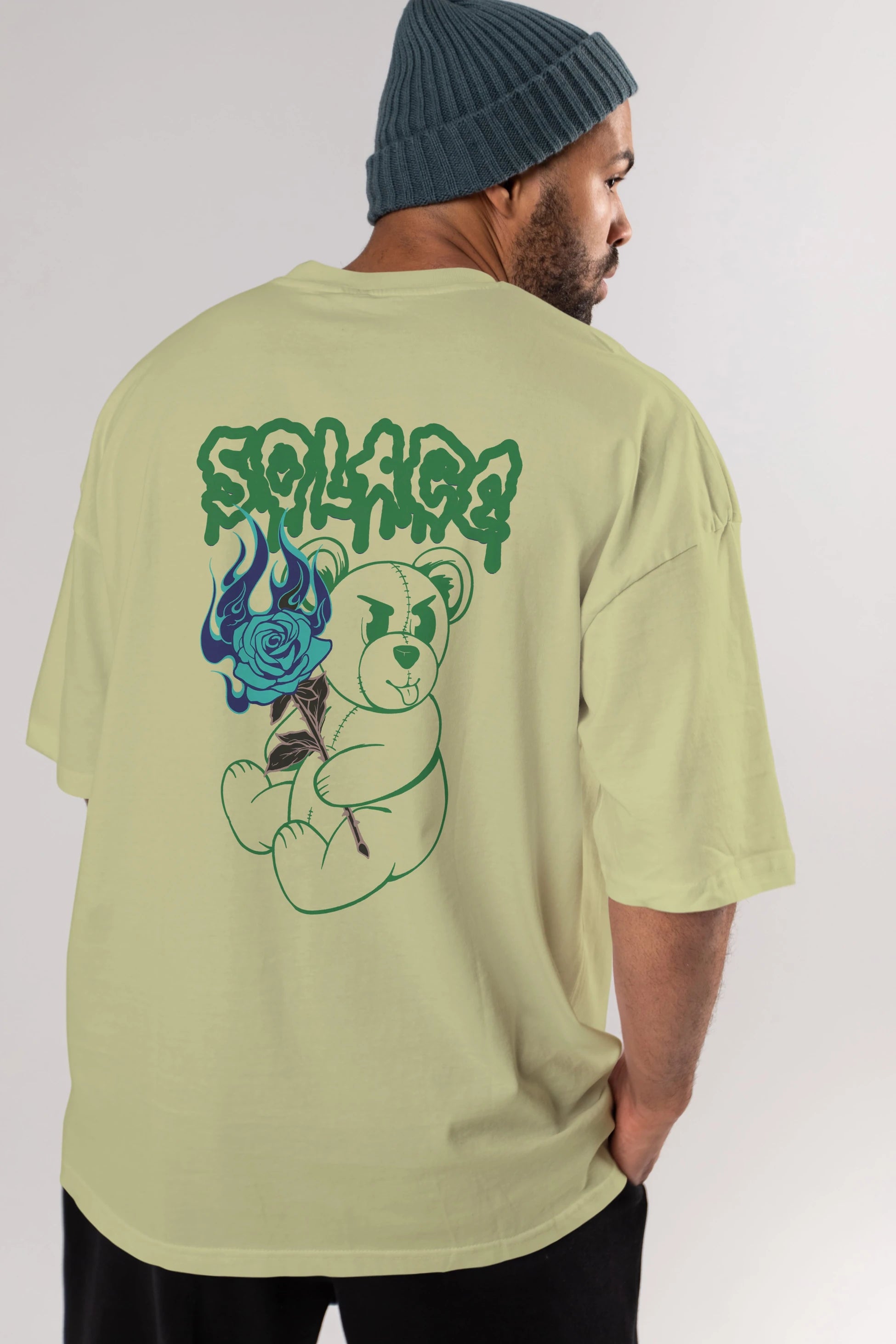 Solage Bear Arka Baskılı Oversize t-shirt Erkek Kadın Unisex
