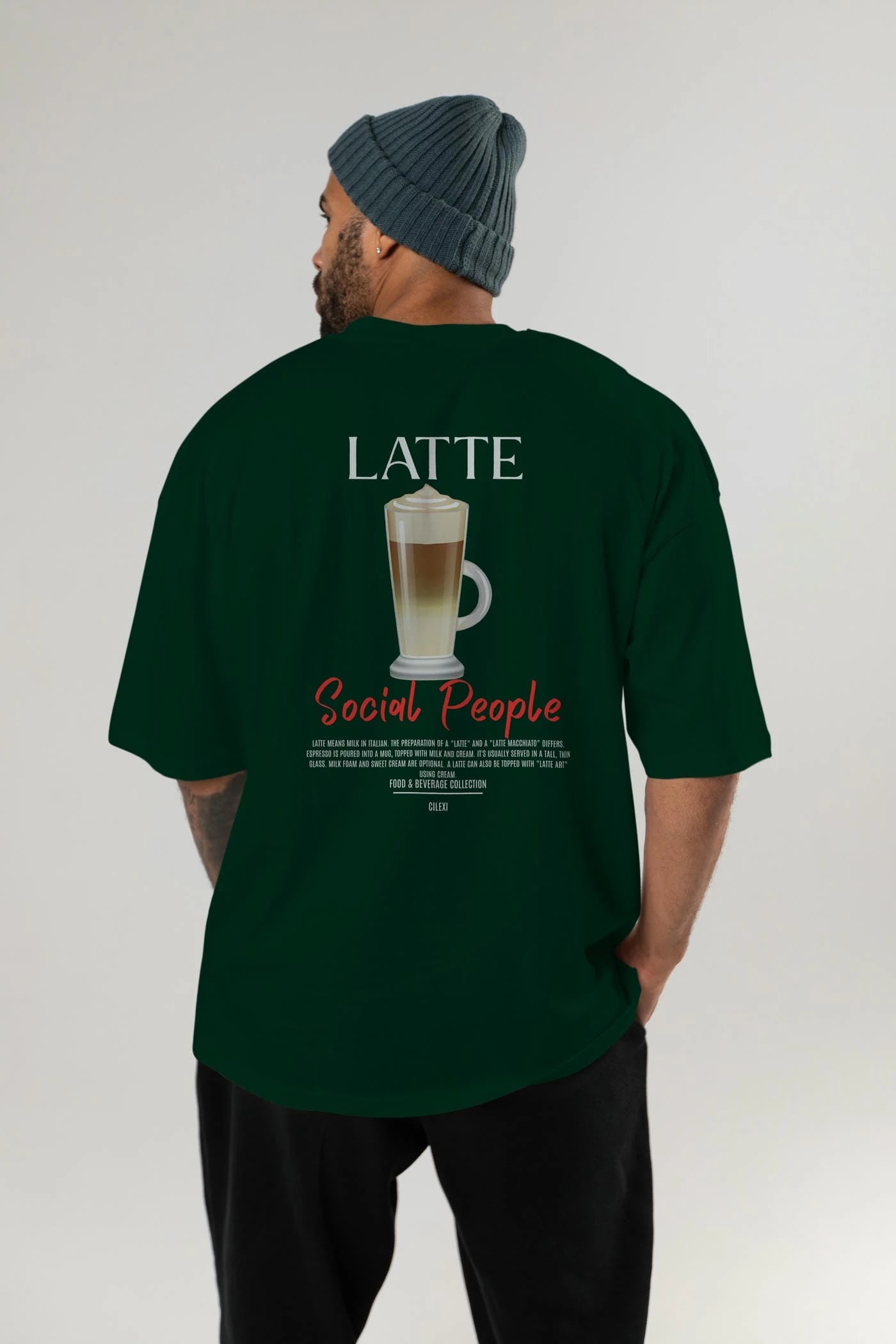 Latte Kokteyl Serisi Baskılı Oversize t-shirt Erkek Kadın Unisex %100 Pamuk Bisiklet Yaka tişort