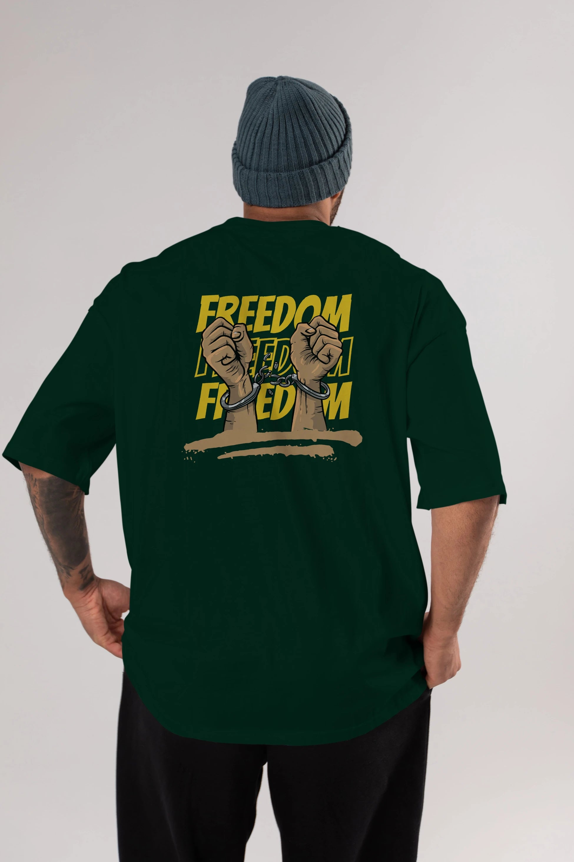 Freedom Yazılı Arka Baskılı Oversize t-shirt Erkek Kadın Unisex