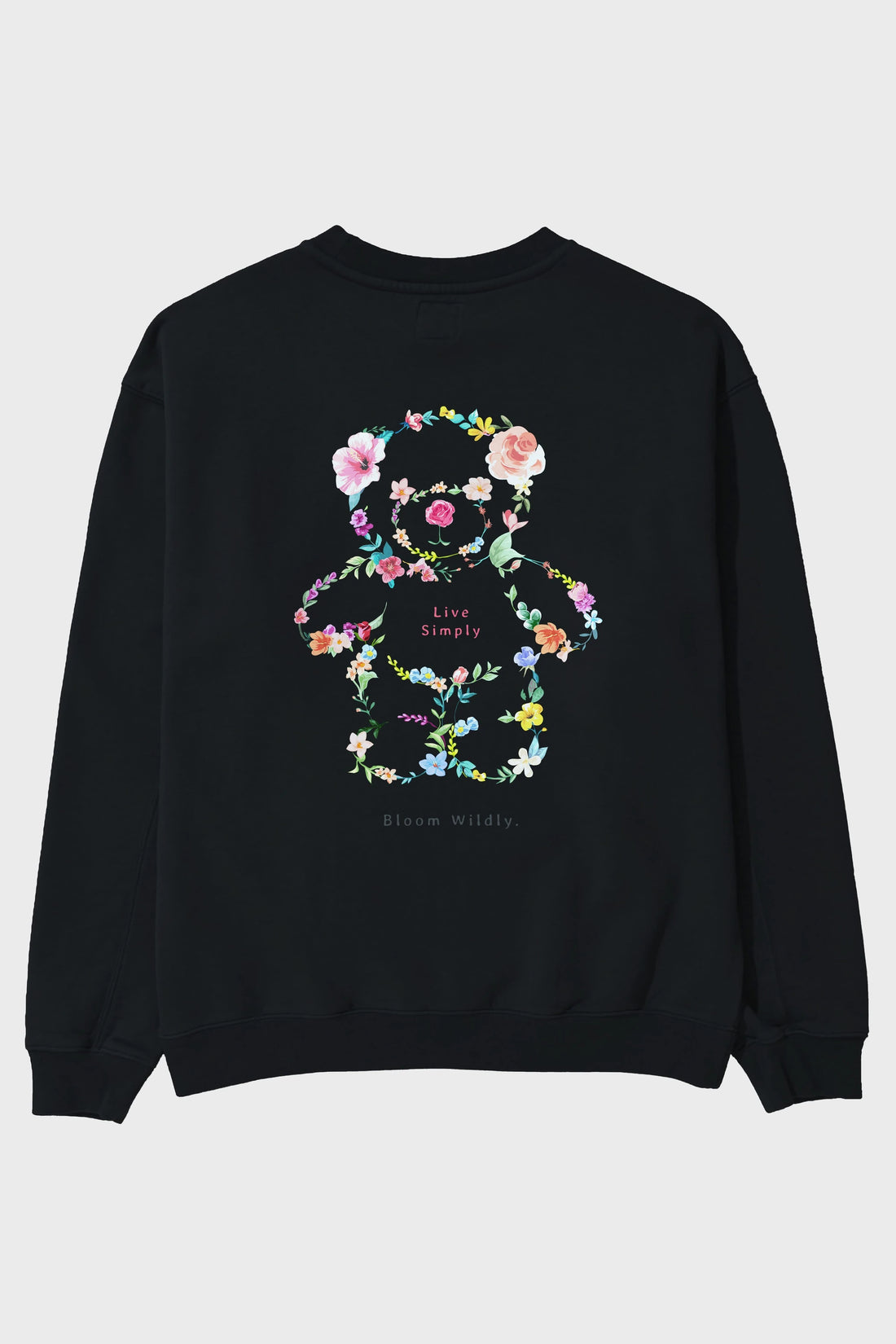 Teddy Bear Flowers Arka Baskılı Oversize Sweatshirt Erkek Kadın Unisex