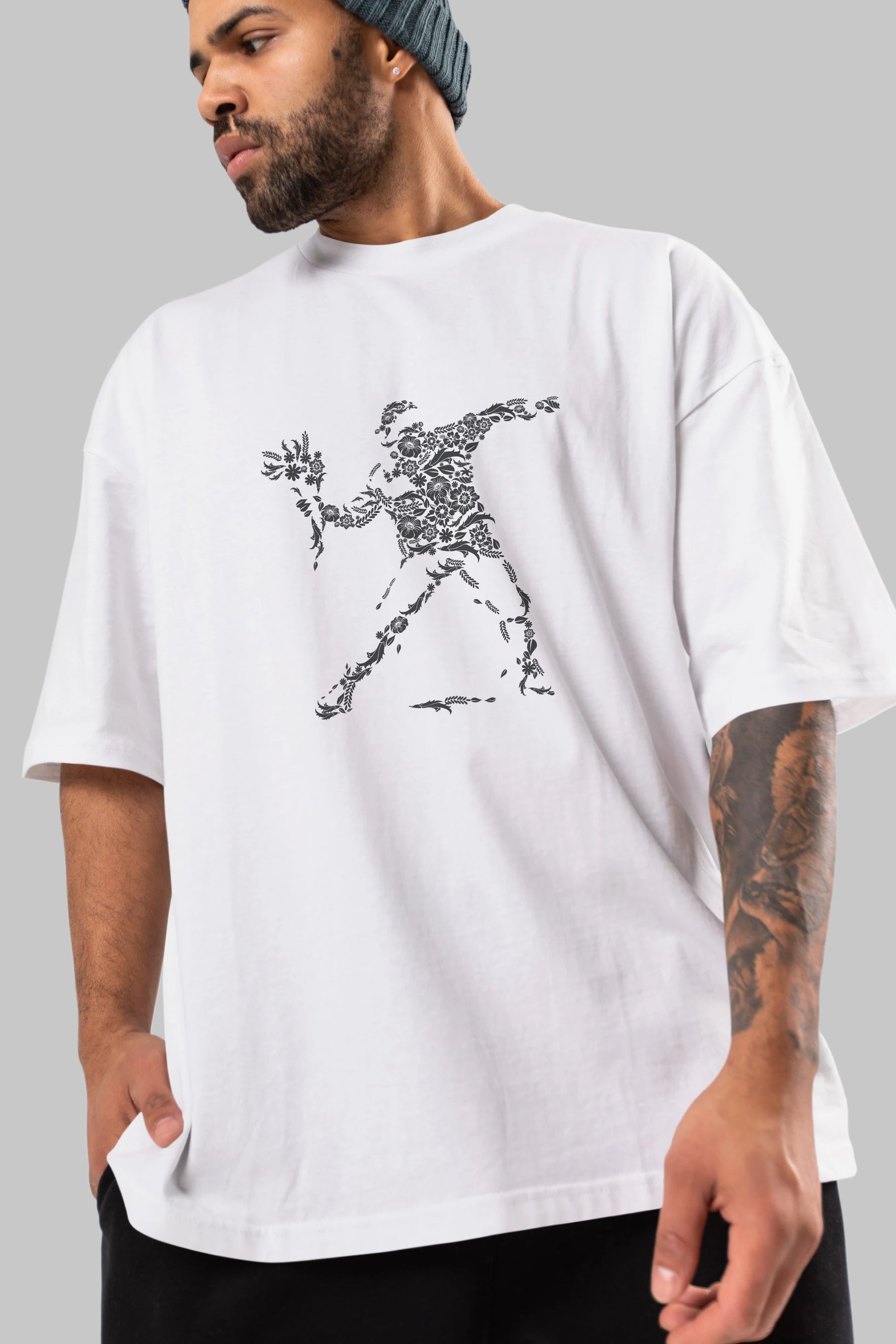 Flourish Vandalism Ön Baskılı Oversize t-shirt %100 pamuk Erkek Kadın Unisex