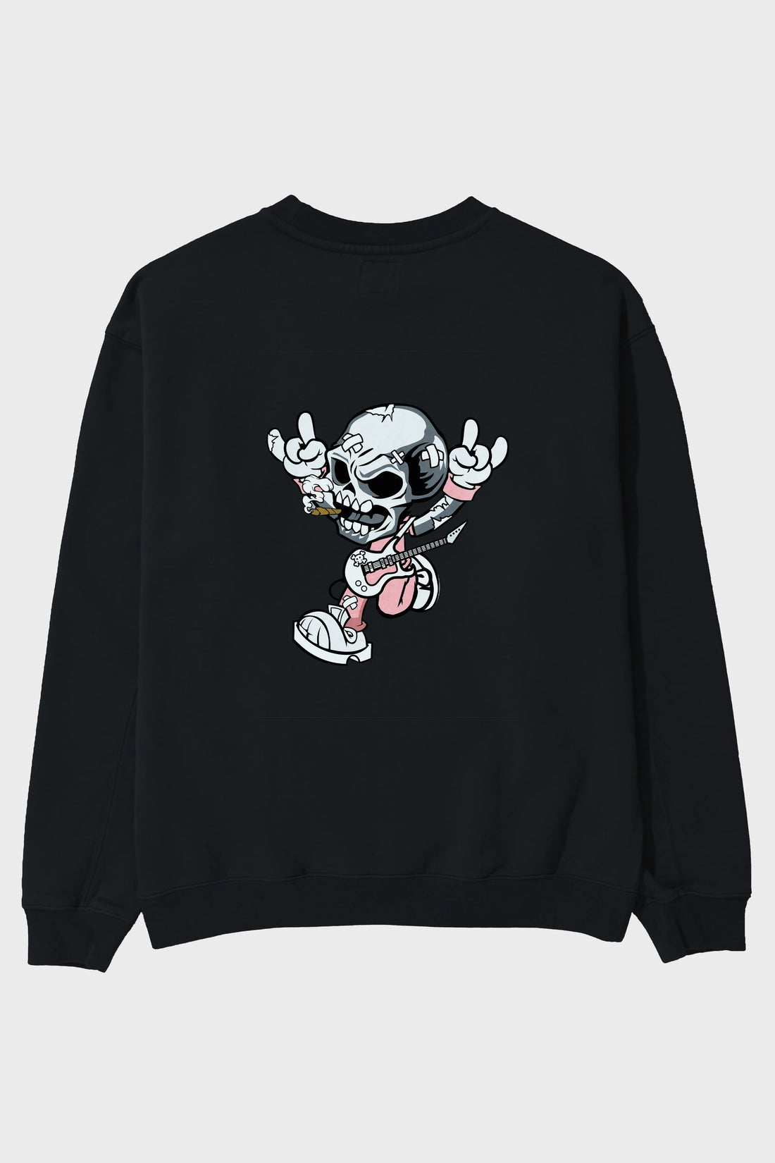 Skull Metal Sign Arka Baskılı Oversize Sweatshirt Erkek Kadın Unisex