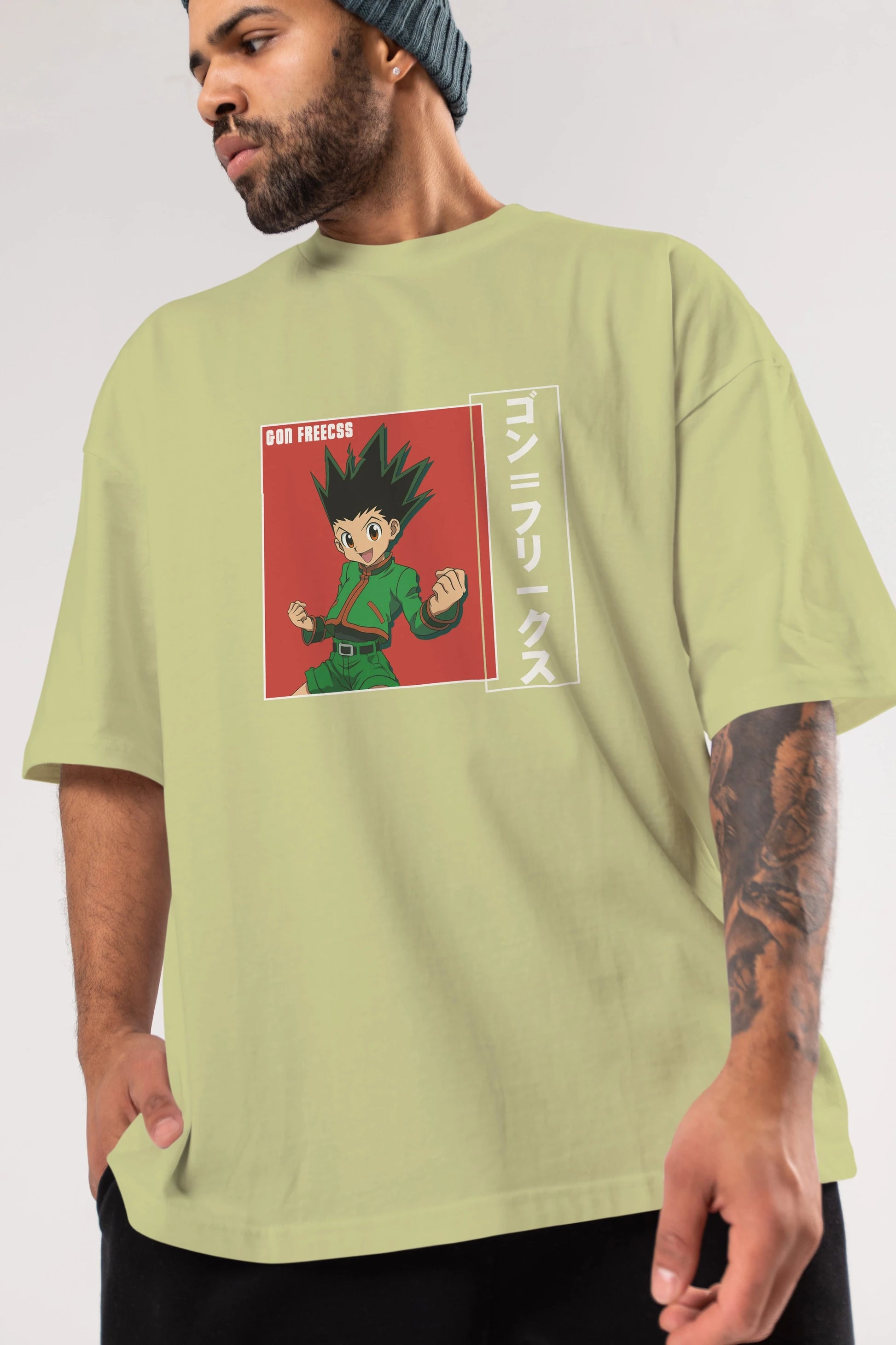 Gon Freecss HUNTER X HUNTER 5 Anime Ön Baskılı Oversize t-shirt %100 pamuk Erkek Kadın Unisex