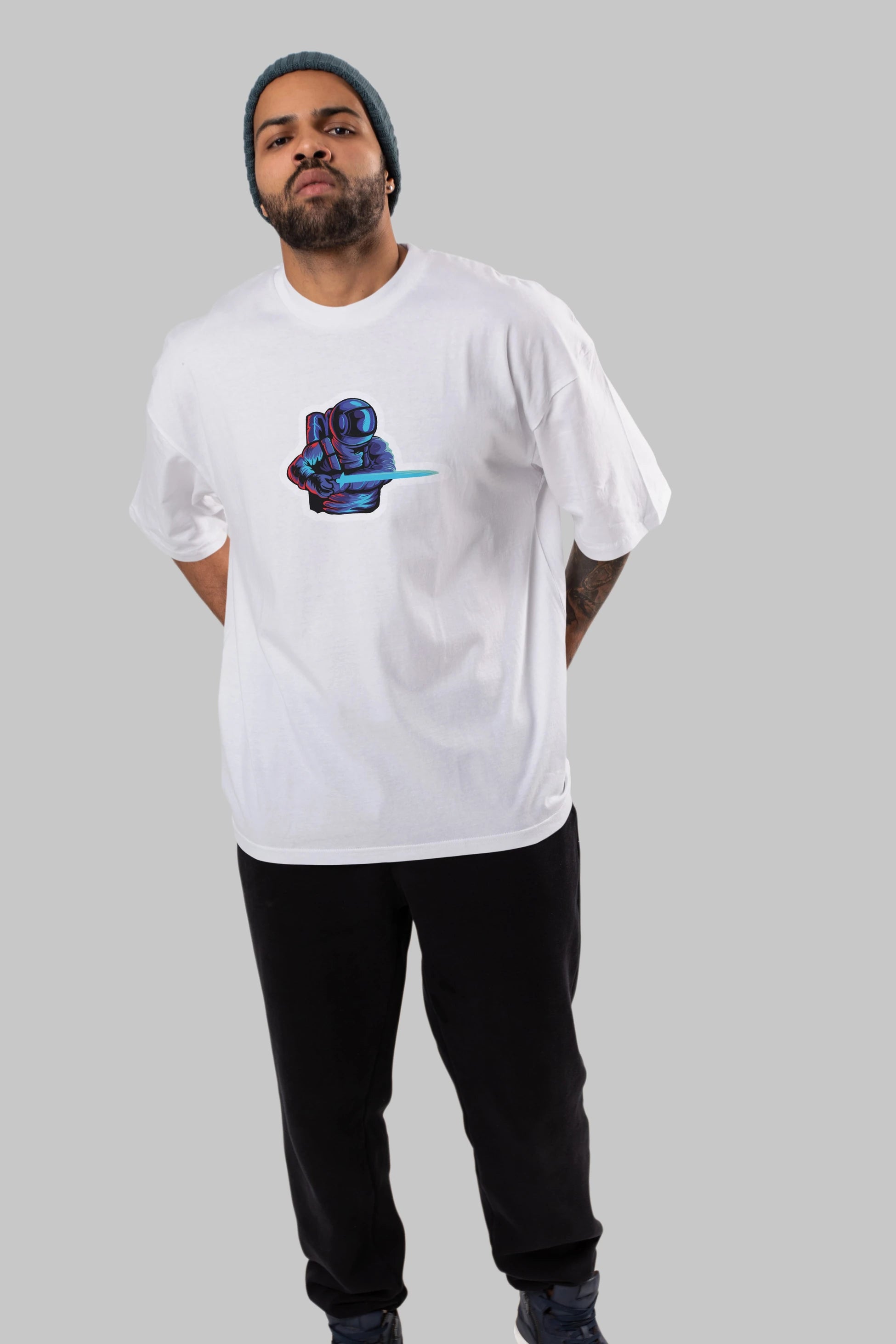 Astro Knight Sticker Ön Baskılı Oversize t-shirt Erkek Kadın Unisex