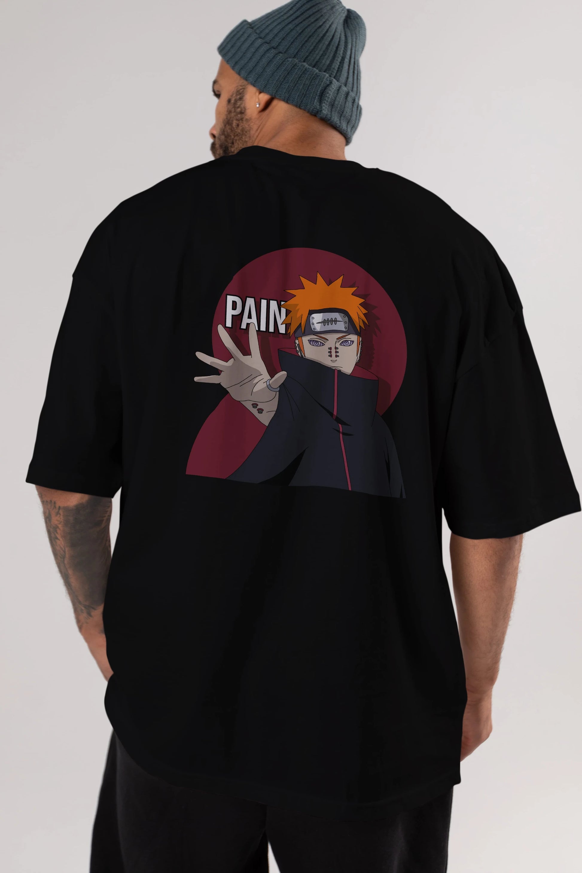 PAIN NARUTO Anime Arka Baskılı Oversize t-shirt Erkek Kadın Unisex
