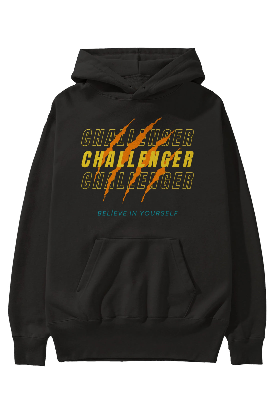 Challenger Yazılı Ön Baskılı Oversize Hoodie Kapüşonlu Sweatshirt Erkek Kadın Unisex