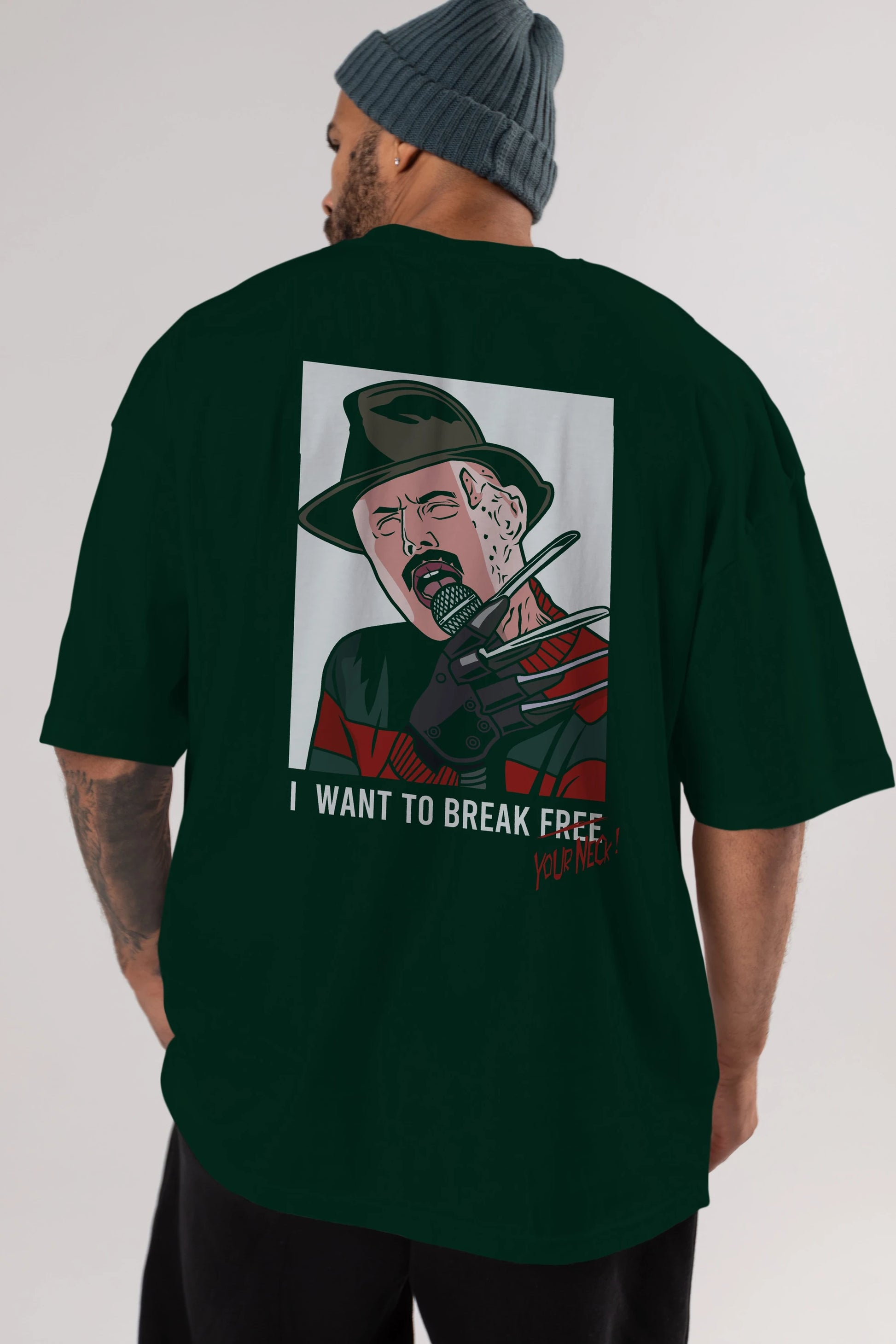 Freddy Merkrueger Arka Baskılı Oversize t-shirt Erkek Kadın Unisex %100 Pamuk tişort