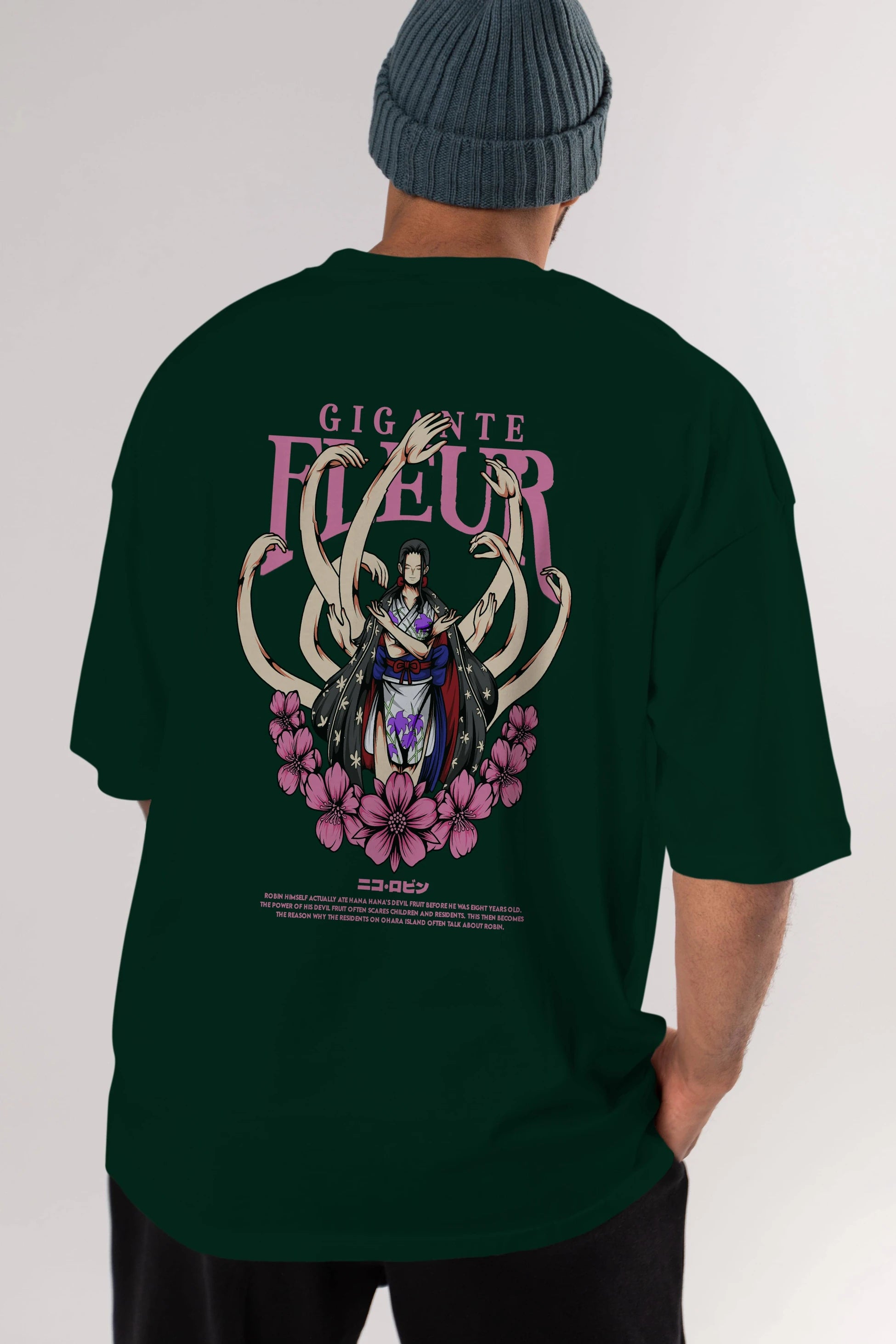 Gigante Fleur Anime Arka Baskılı Oversize t-shirt Erkek Kadın Unisex