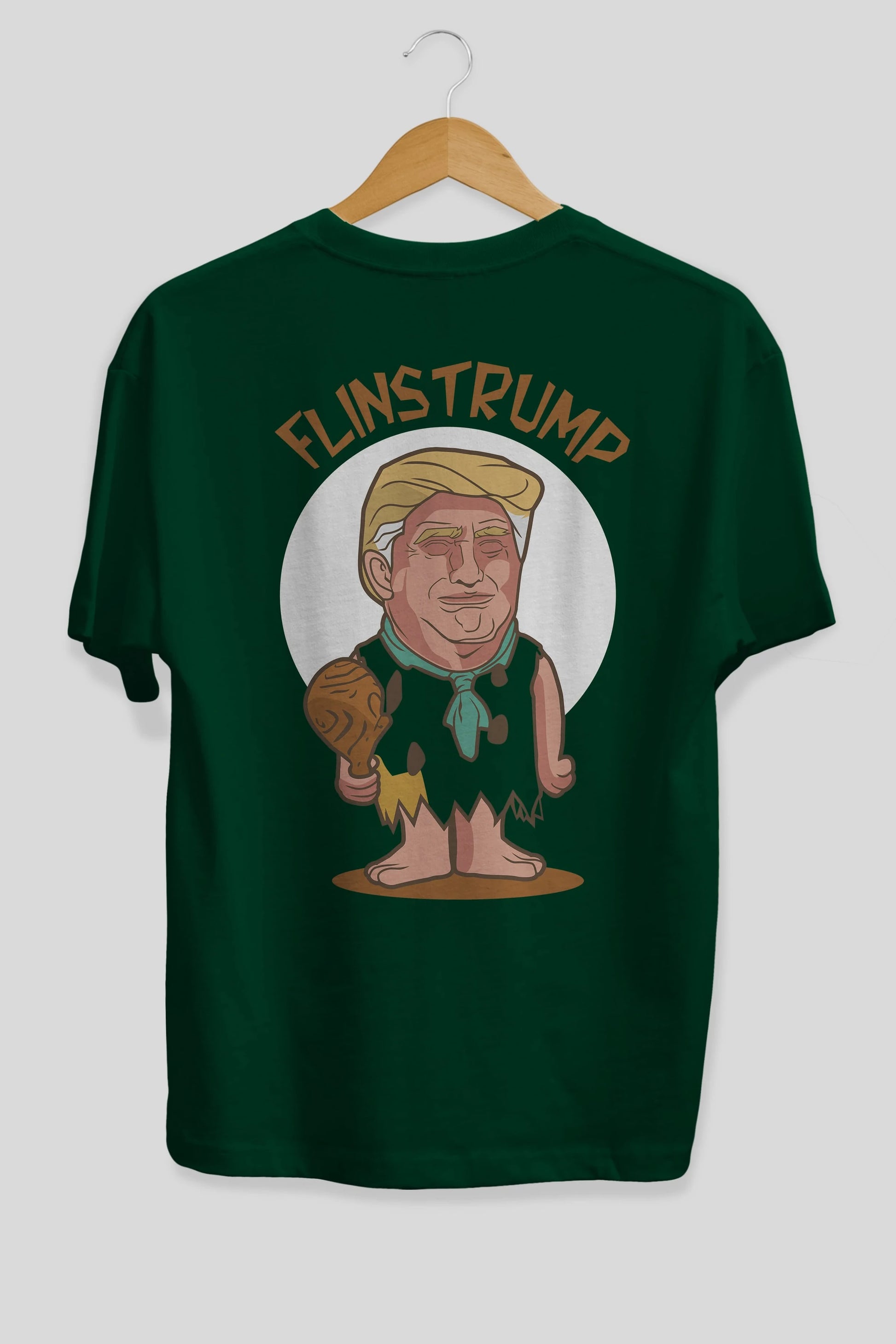 Flinstrump Arka Baskılı Oversize t-shirt Erkek Kadın Unisex %100 Pamuk tişort
