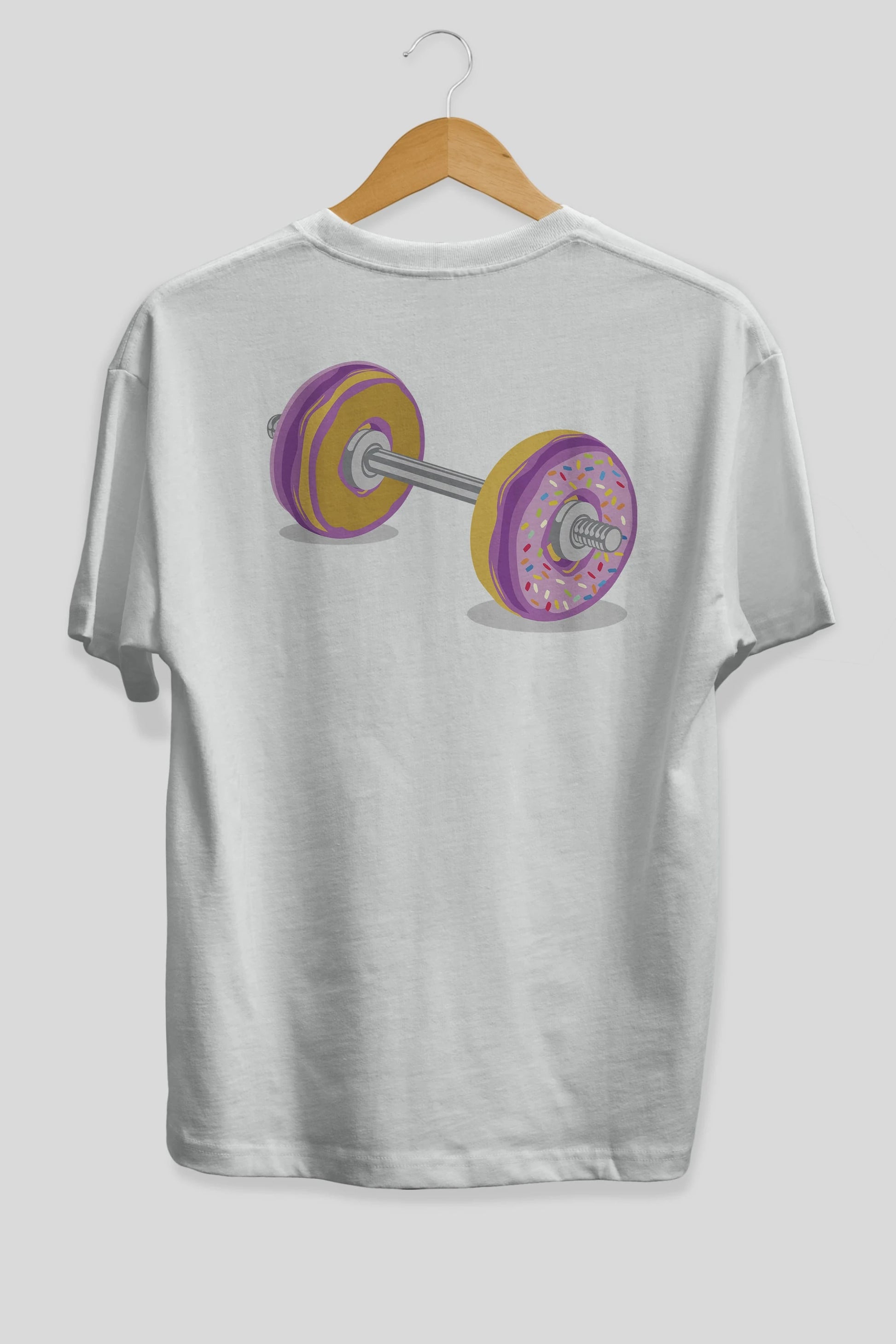 Donut Barbell Arka Baskılı Oversize t-shirt %100 pamuk Erkek Kadın Unisex