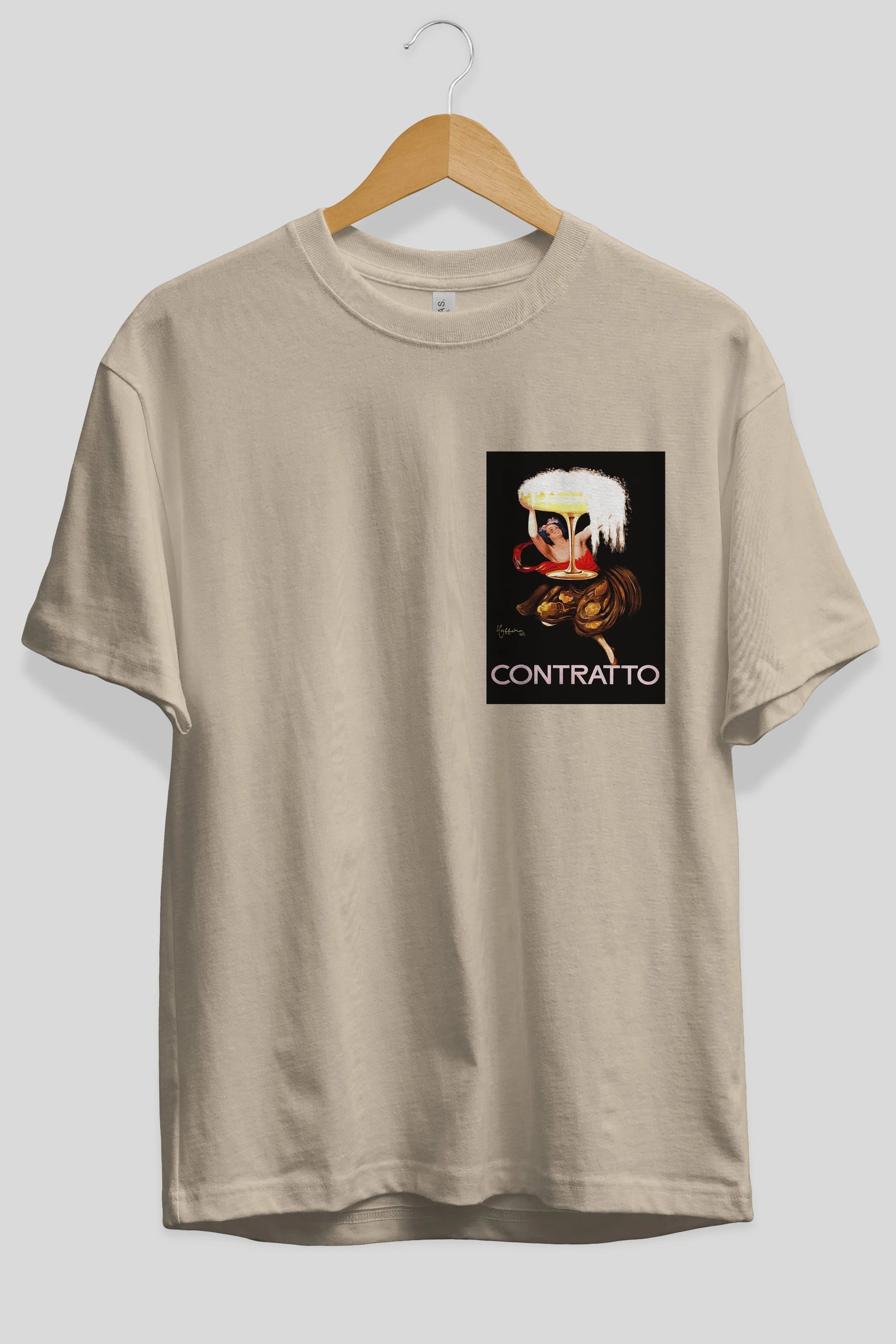 Contratto Ön Sol Baskılı Oversize t-shirt Erkek Kadın Unisex %100 Pamuk Bisiklet Yaka tişort