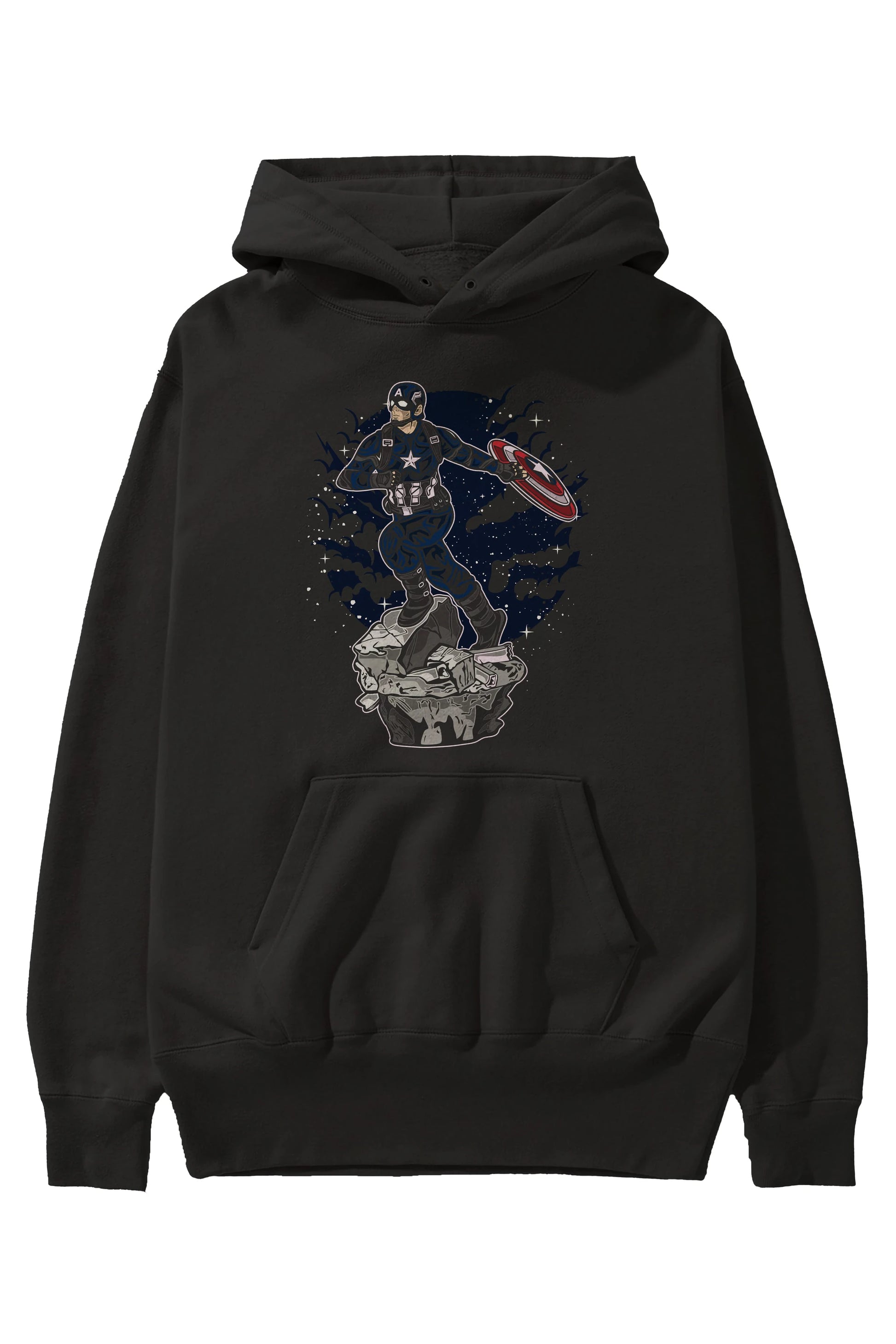 CAPTAIN AMERICA Ön Baskılı Hoodie Oversize Kapüşonlu Sweatshirt Erkek Kadın Unisex