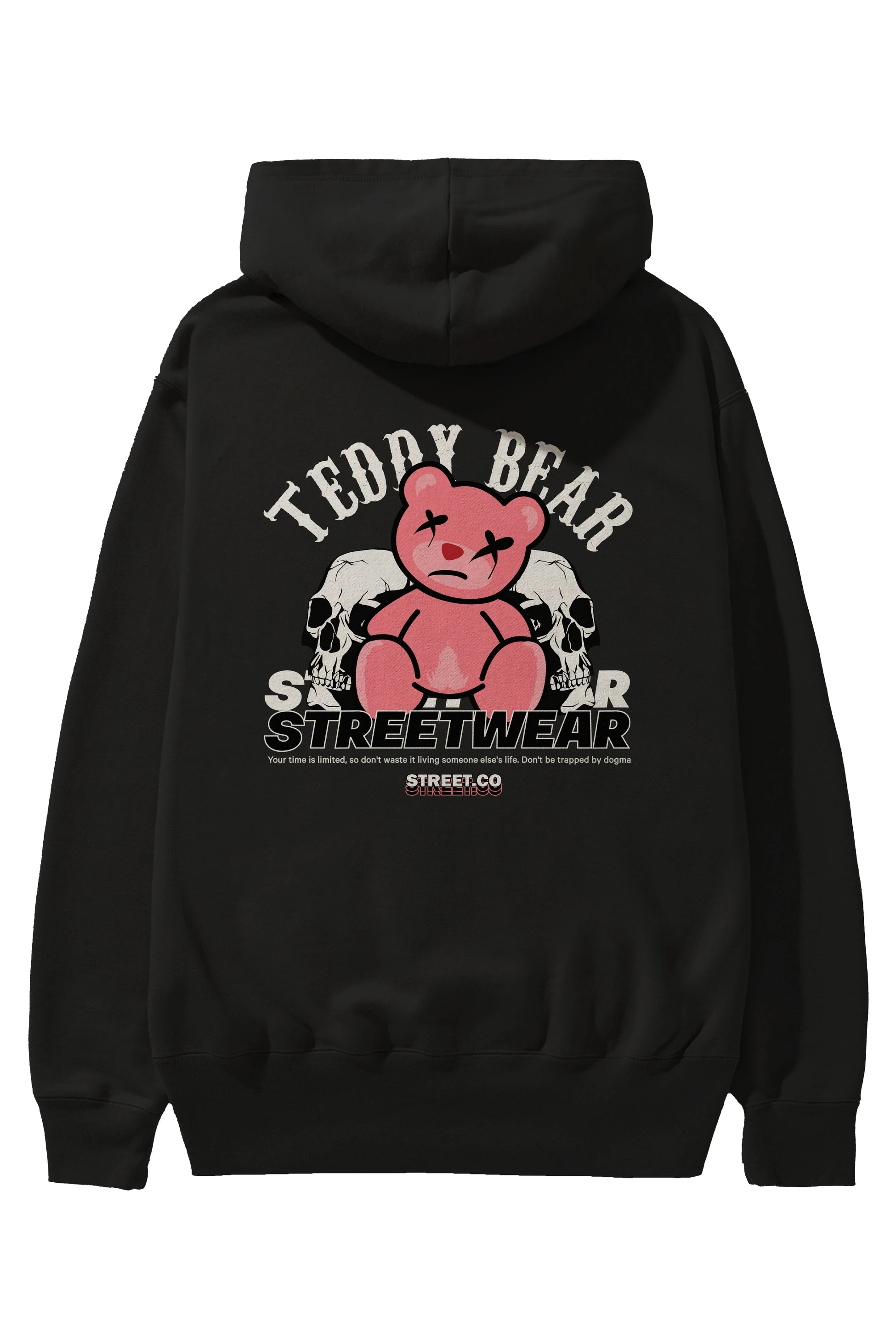 Teddy Bear Streetwear 2 Arka Baskılı Hoodie Oversize Kapüşonlu Sweatshirt Erkek Kadın Unisex