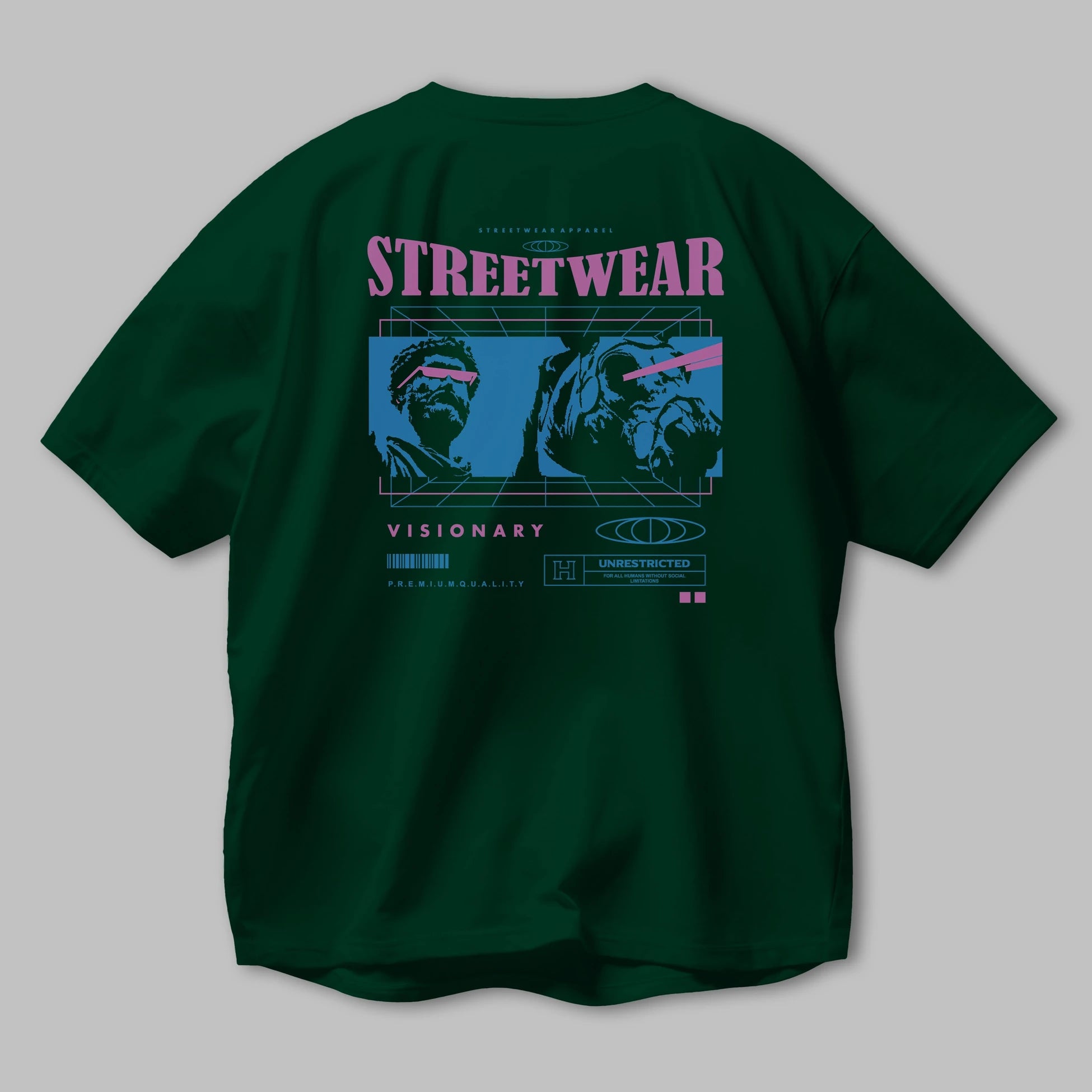 Streetwear Visionary Arka Baskılı Oversize t-shirt Erkek Kadın Unisex