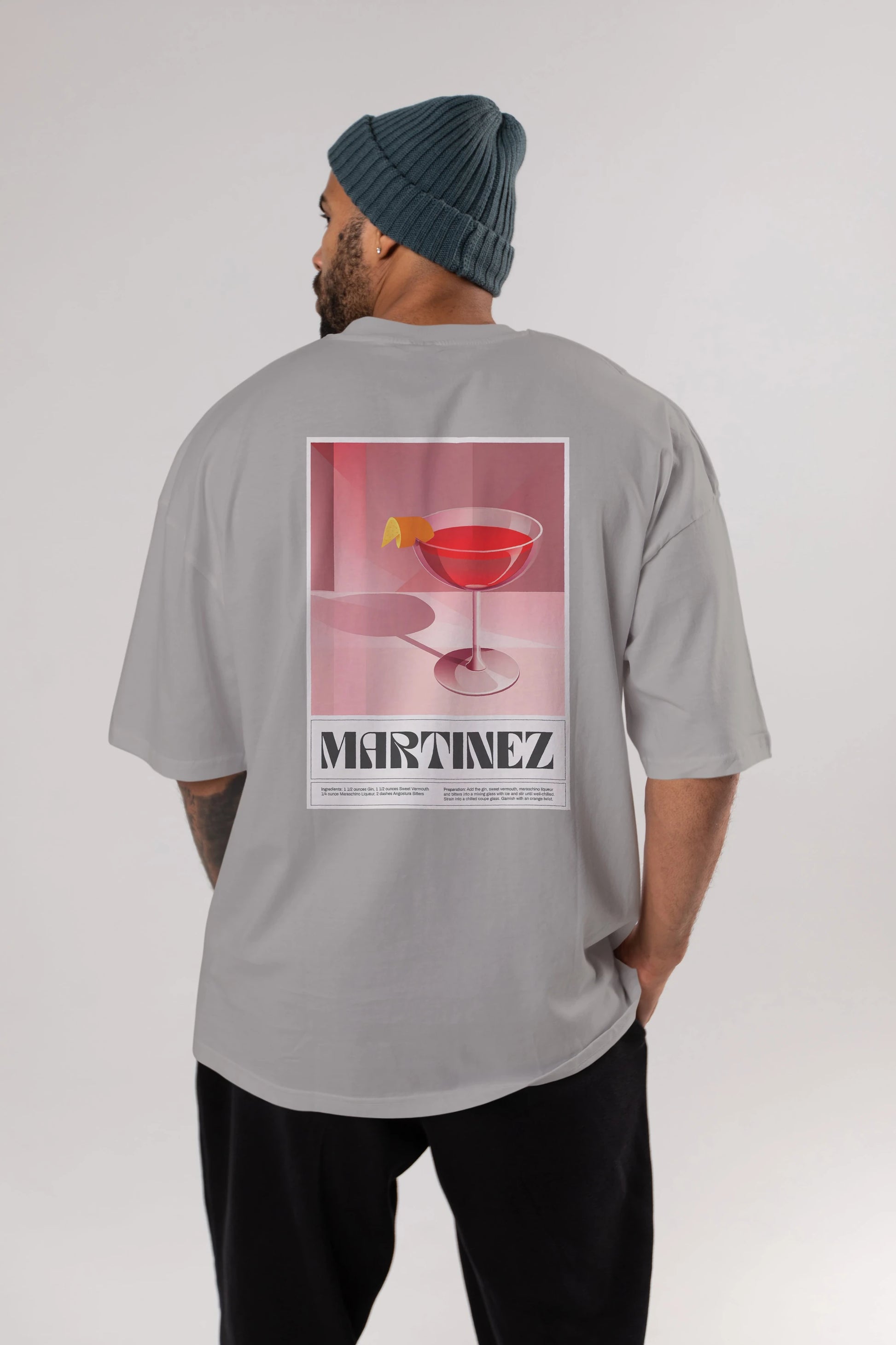 Martinez Arka Baskılı Oversize t-shirt Erkek Kadın Unisex %100 Pamuk Bisiklet Yaka tişort