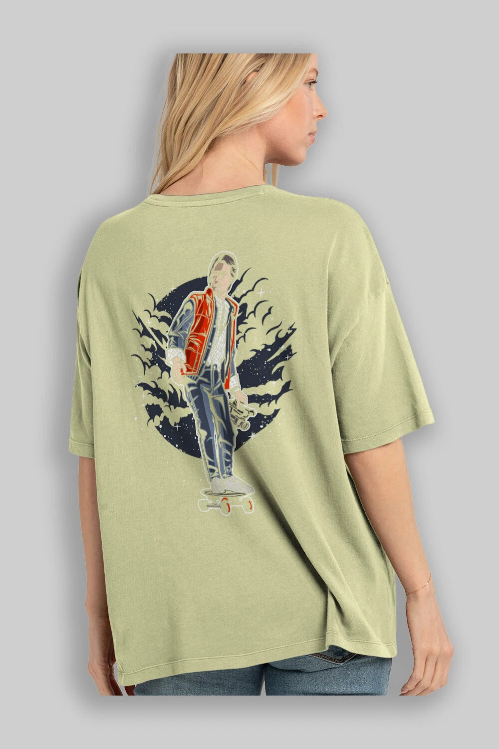 MARTY Arka Baskılı Oversize t-shirt Erkek Kadın Unisex %100 Pamuk