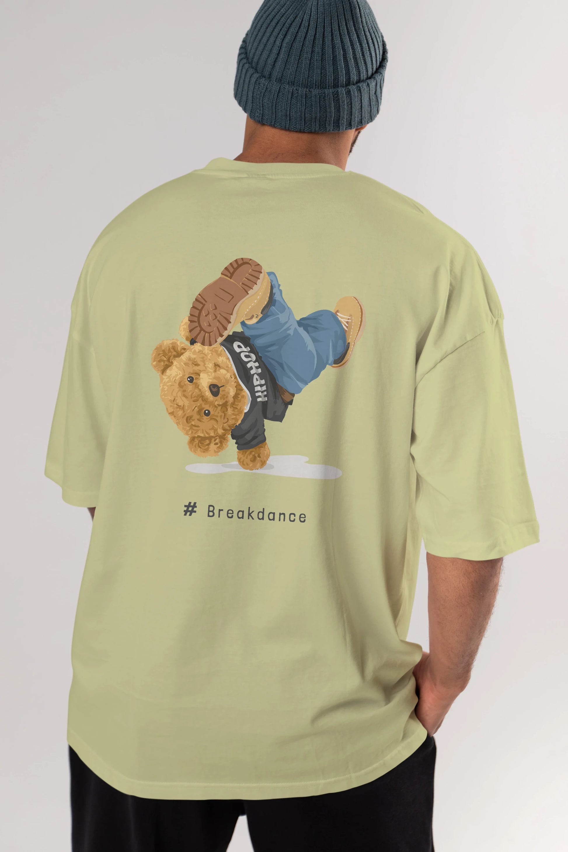 Teddy Bear Breakdance Arka Baskılı Oversize t-shirt Erkek Kadın Unisex %100 Pamuk