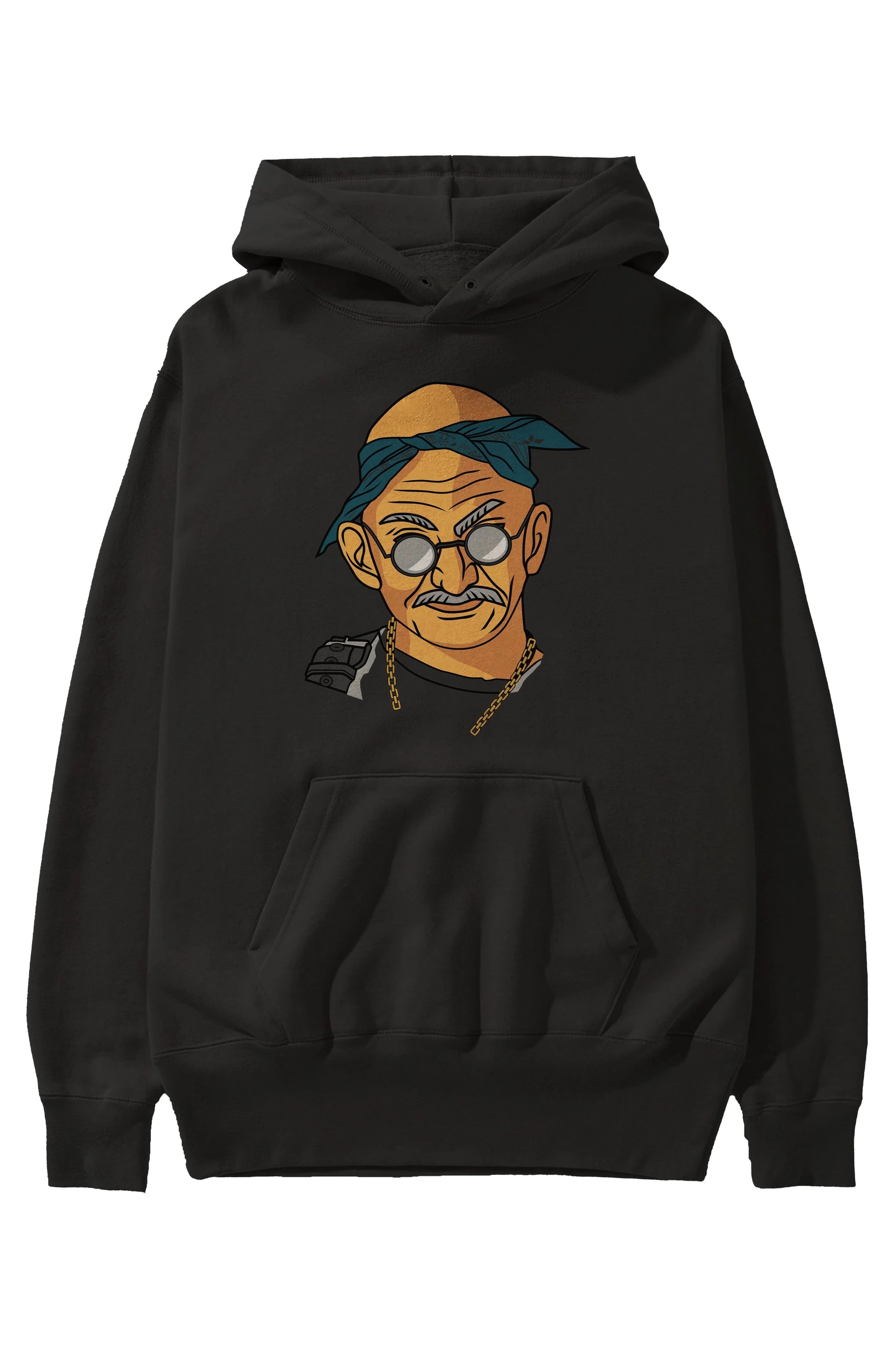 Tupac Gandhi Ön Baskılı Hoodie Oversize Kapüşonlu Sweatshirt Erkek Kadın Unisex