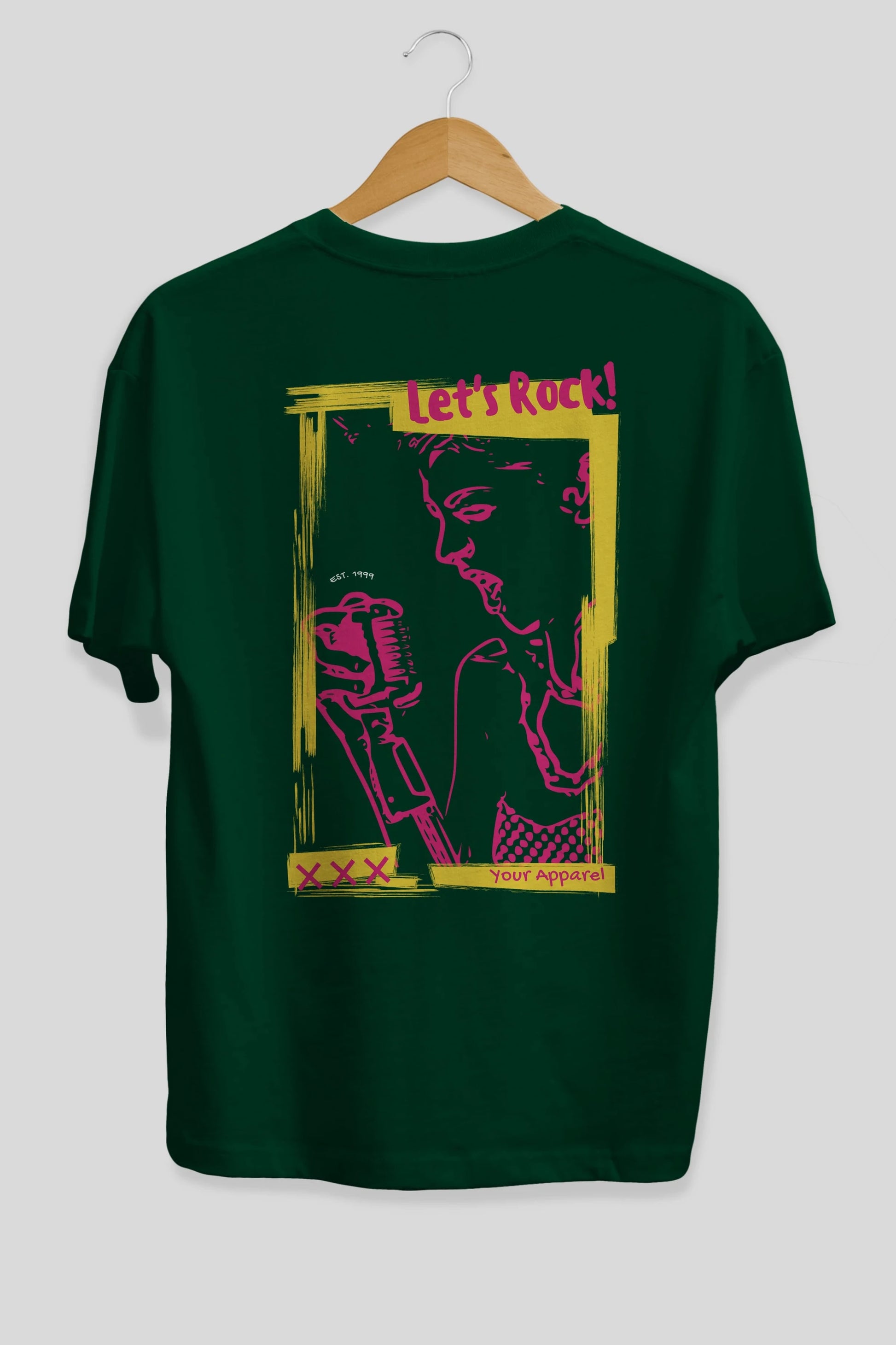 Let's Rock Yazılı Arka Baskılı Oversize t-shirt Erkek Kadın Unisex