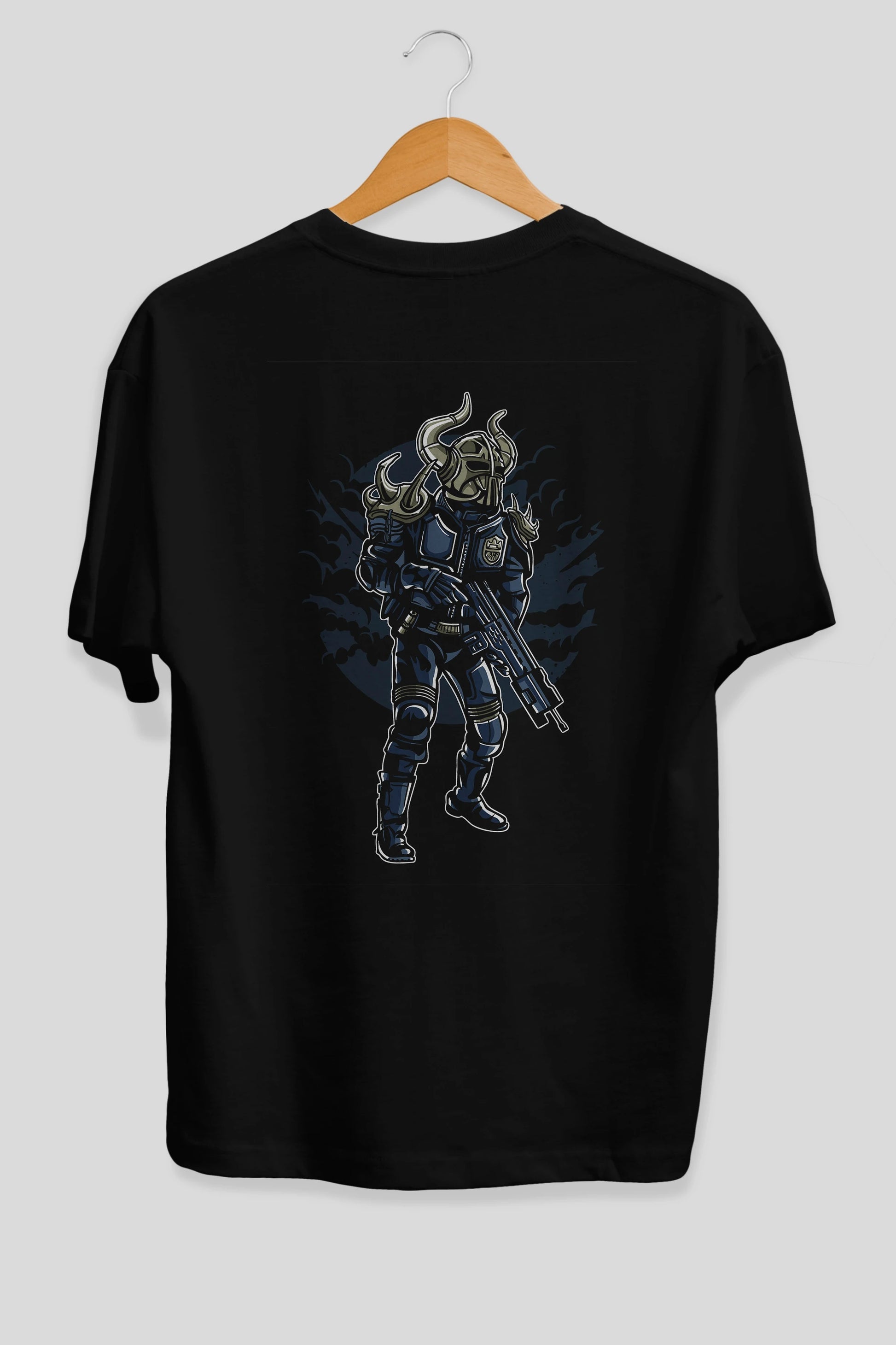 Viking Soldier Arka Baskılı Oversize t-shirt Erkek Kadın Unisex %100 Pamuk