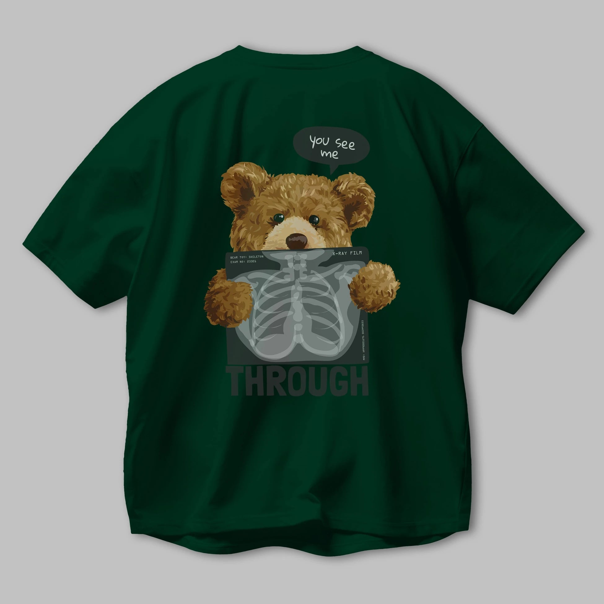 Teddy Bear Trough Arka Baskılı Oversize t-shirt Erkek Kadın Unisex %100 Pamuk