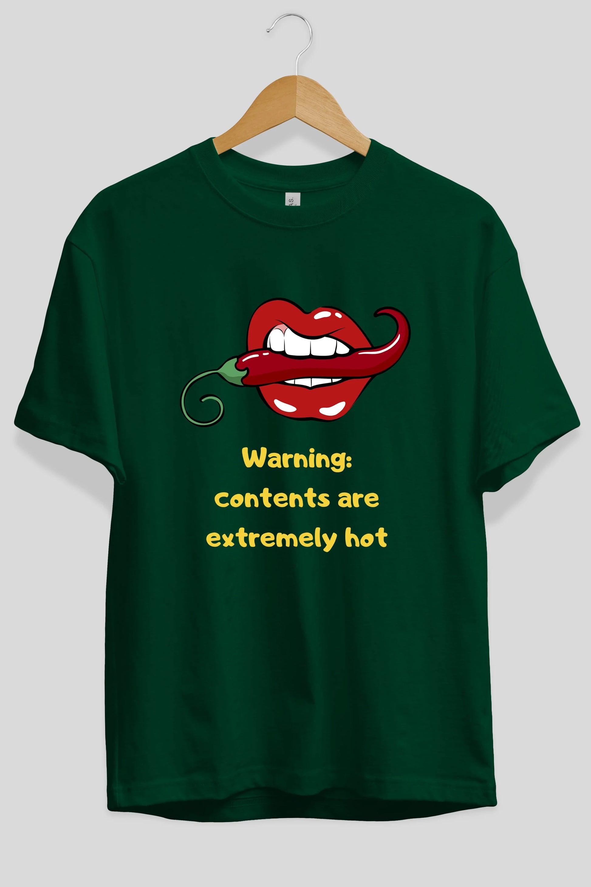 Warning Contents Yazılı Ön Baskılı Oversize t-shirt Erkek Kadın Unisex