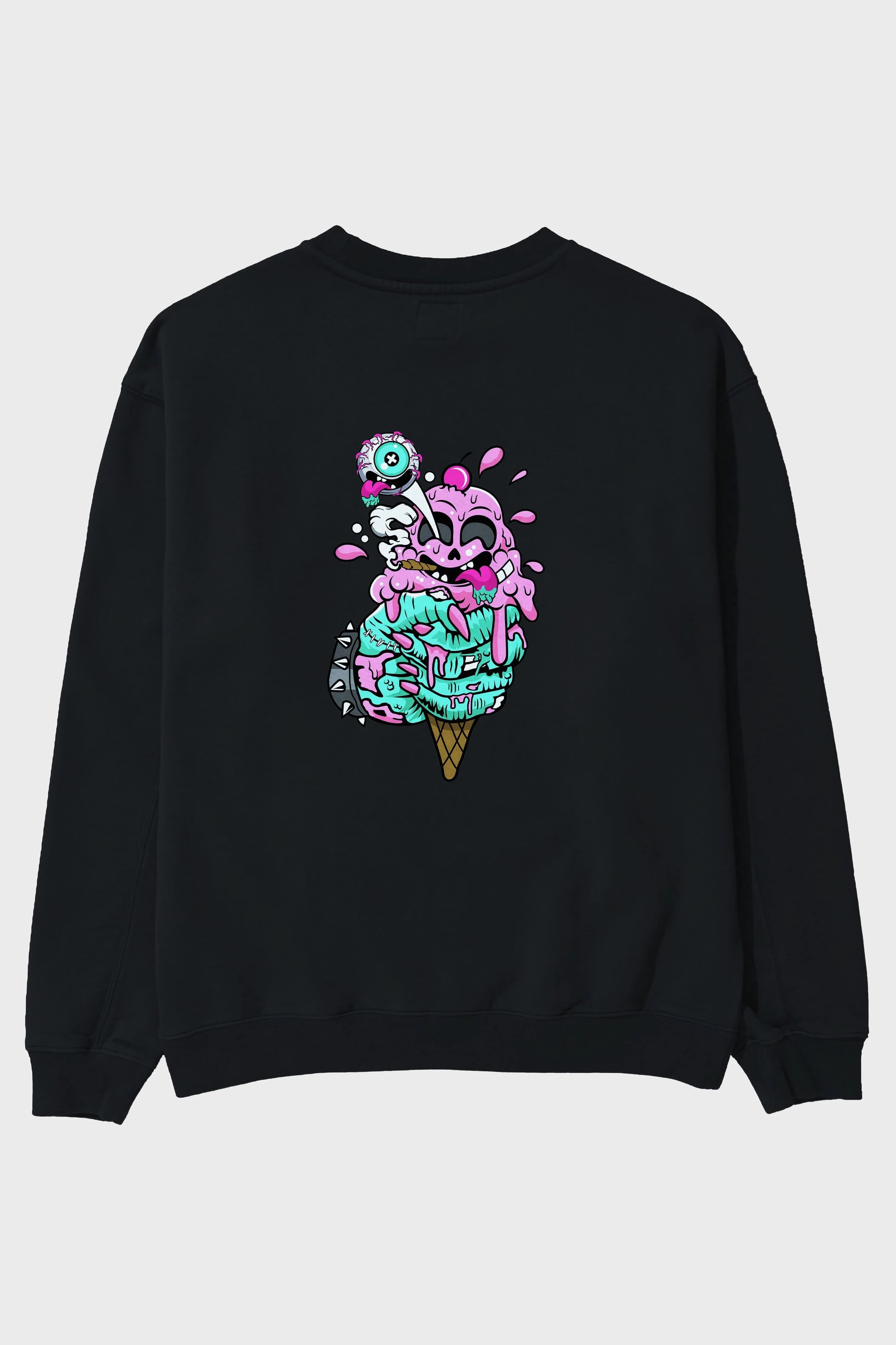 Ice Cream Zombie Arka Baskılı Oversize Sweatshirt Erkek Kadın Unisex