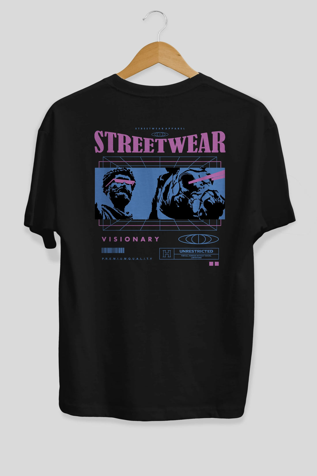 Streetwear Visionary Arka Baskılı Oversize t-shirt Erkek Kadın Unisex