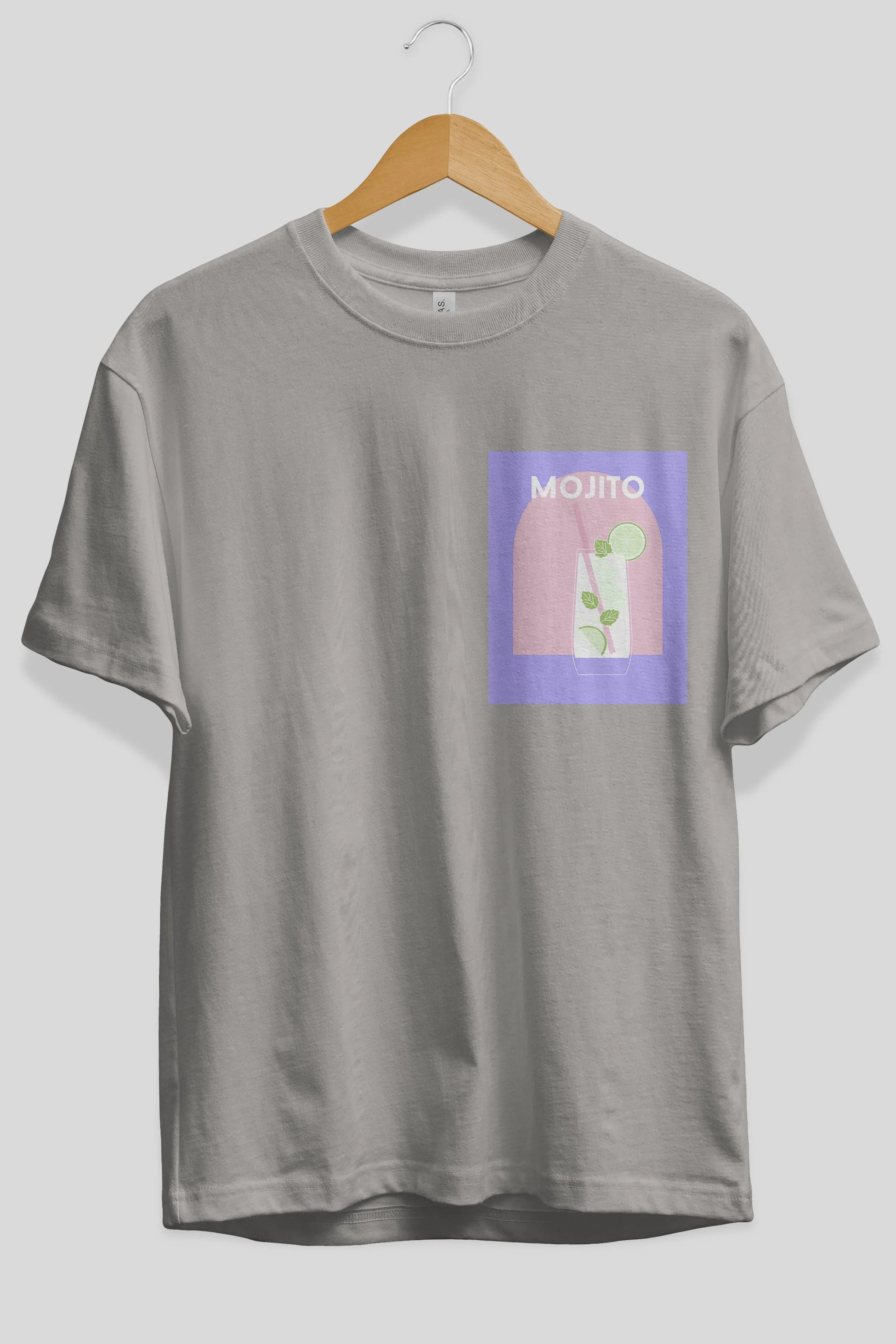 Mojito 2 Ön Sol Baskılı Oversize t-shirt Erkek Kadın Unisex %100 Pamuk Bisiklet Yaka tişort