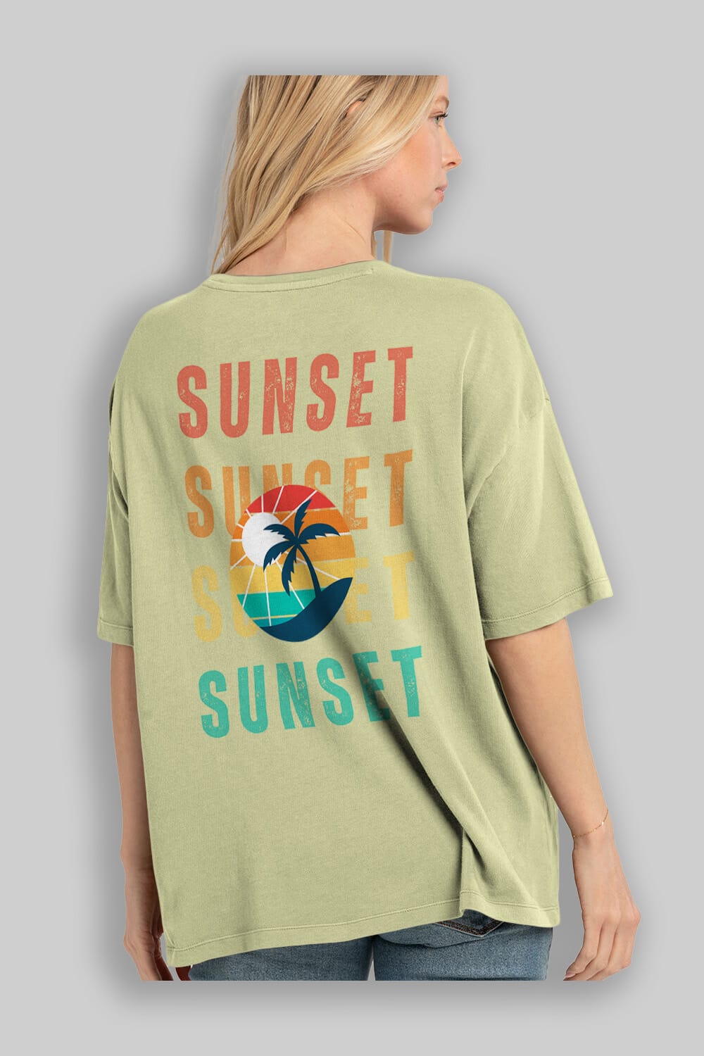 Sunset Yazılı Arka Baskılı Oversize t-shirt Erkek Kadın Unisex