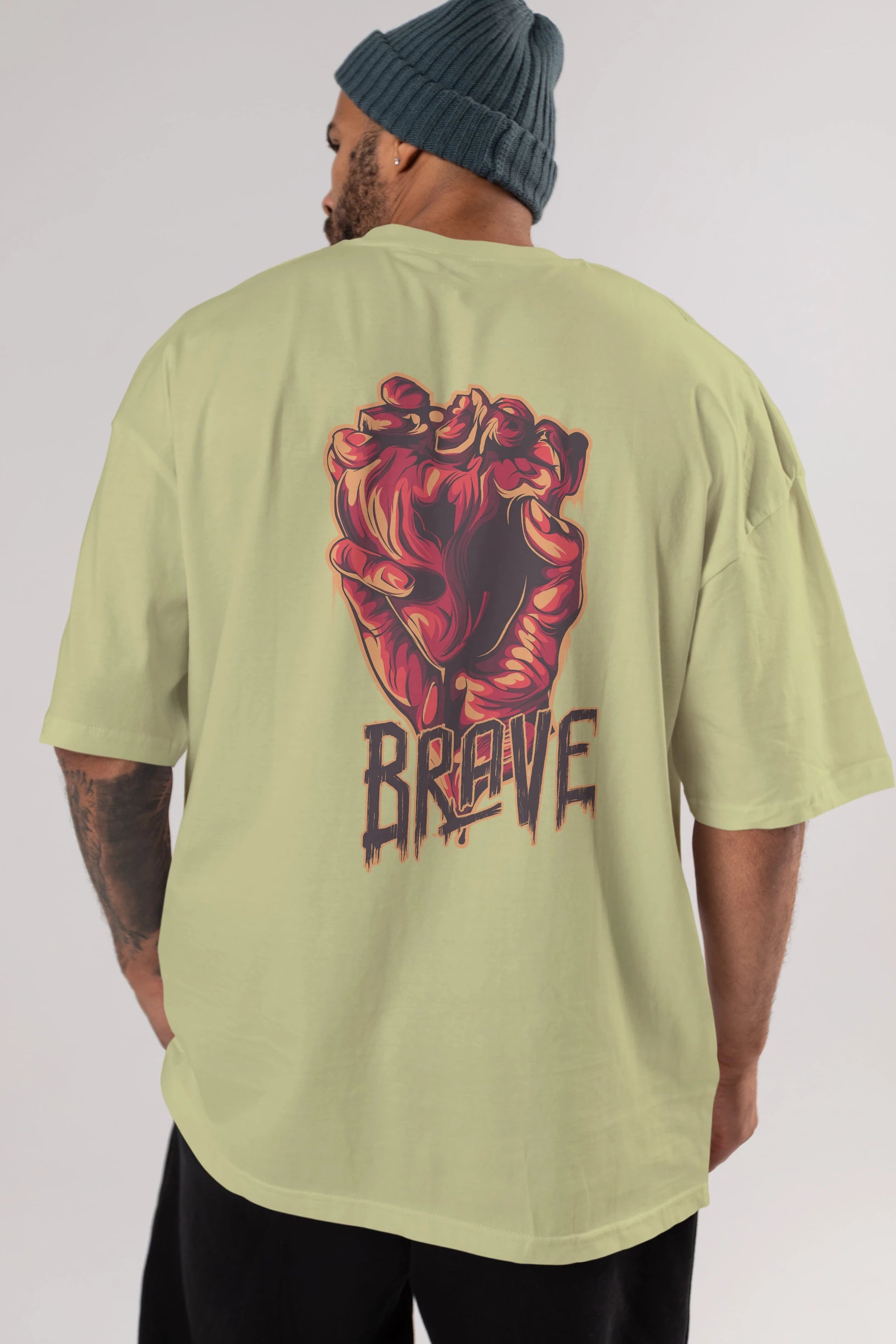 Brave Streetwear Arka Baskılı Oversize t-shirt Erkek Kadın Unisex