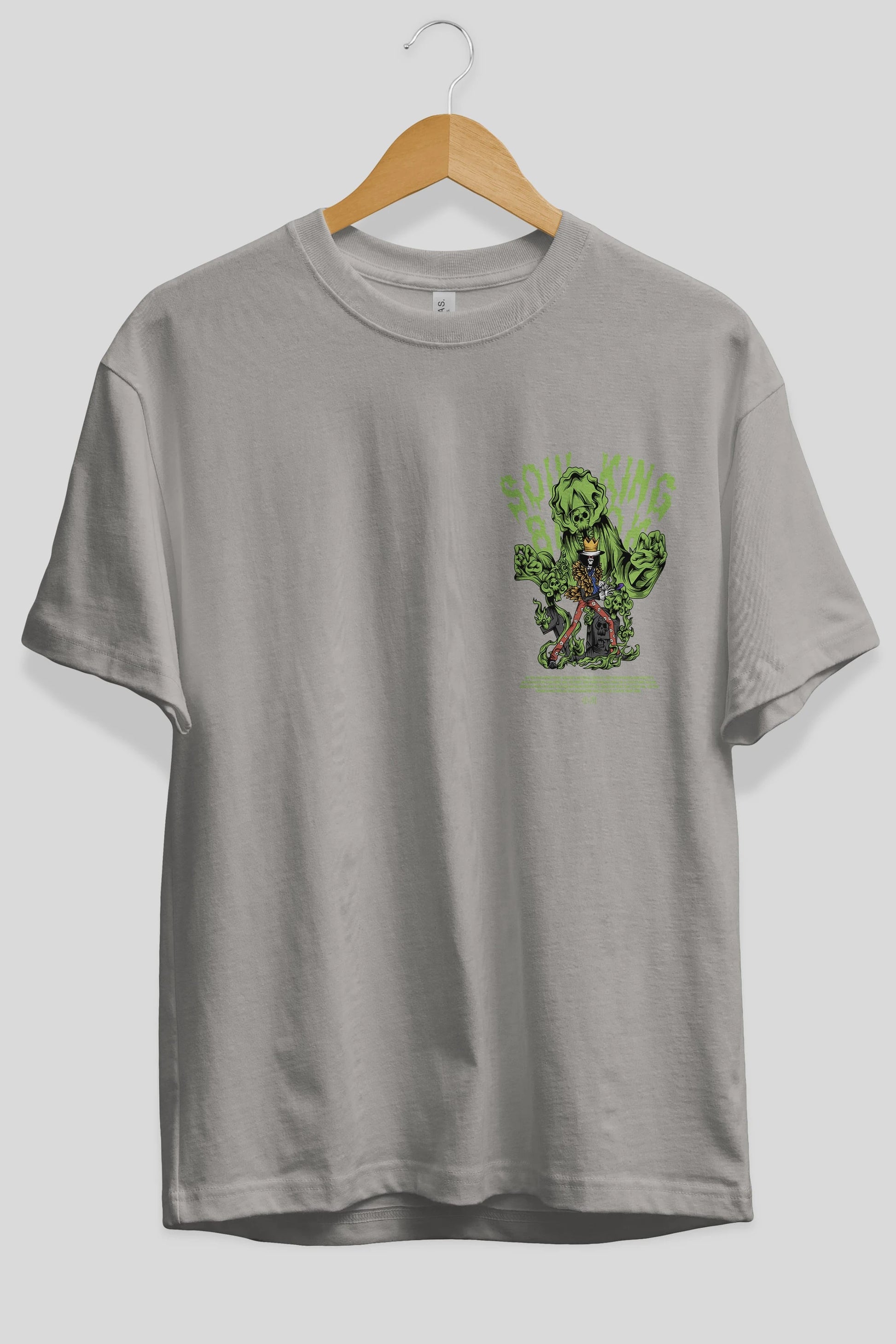 Soul King Brook Ön Sol Baskılı Oversize t-shirt Erkek Kadın Unisex %100 Pamuk Bisiklet Yaka tişort