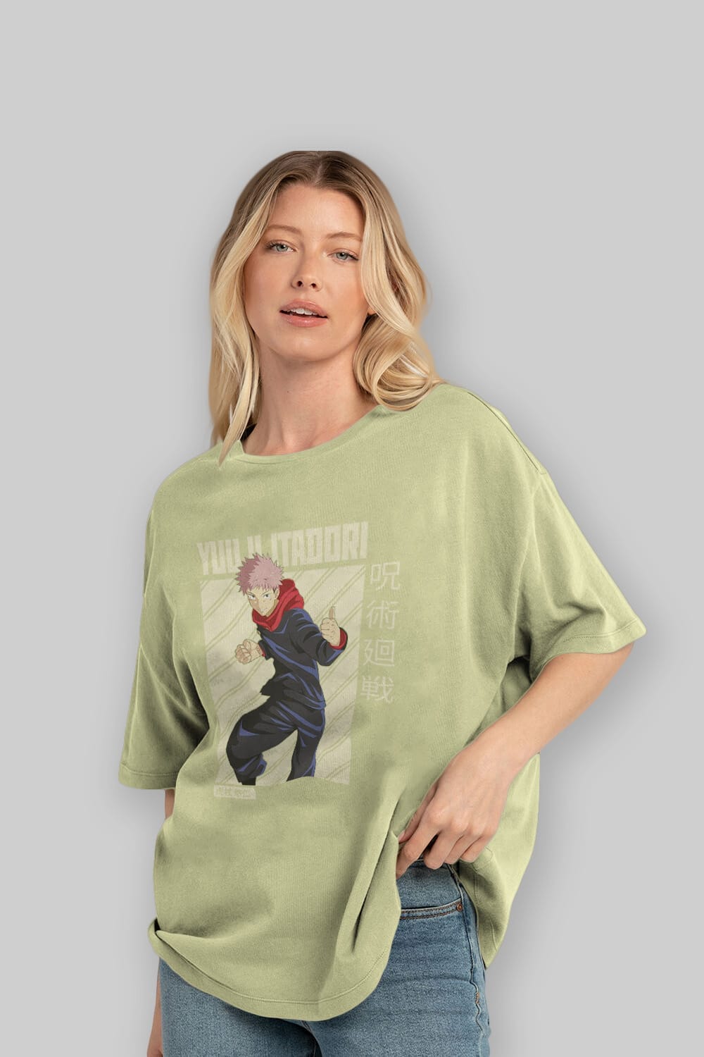 Yuuji Itadori 1 Anime Ön Baskılı Oversize t-shirt %100 pamuk Erkek Kadın Unisex