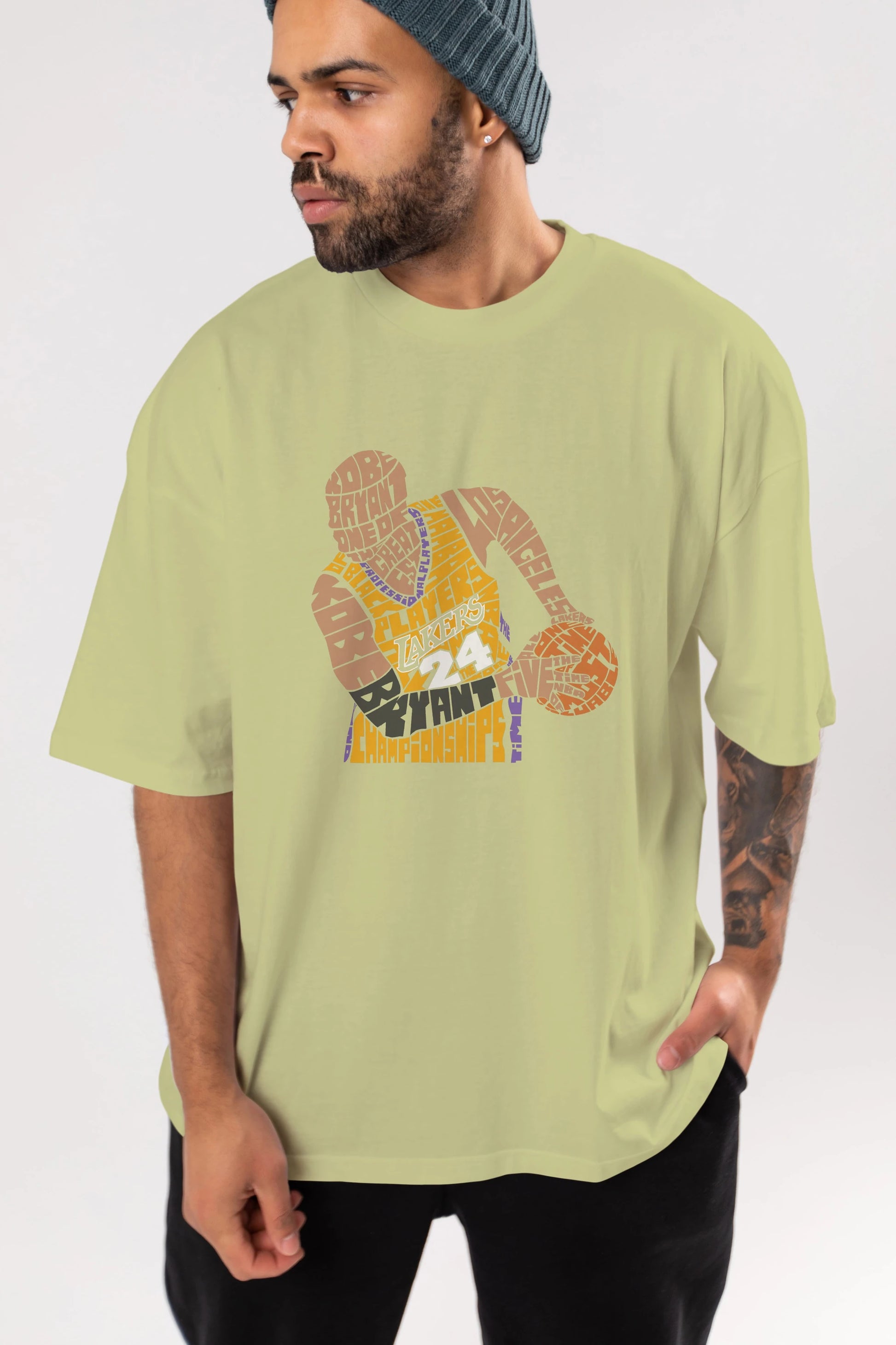 Kobe Bryant Ön Baskılı Oversize t-shirt %100 pamuk Erkek Kadın Unisex