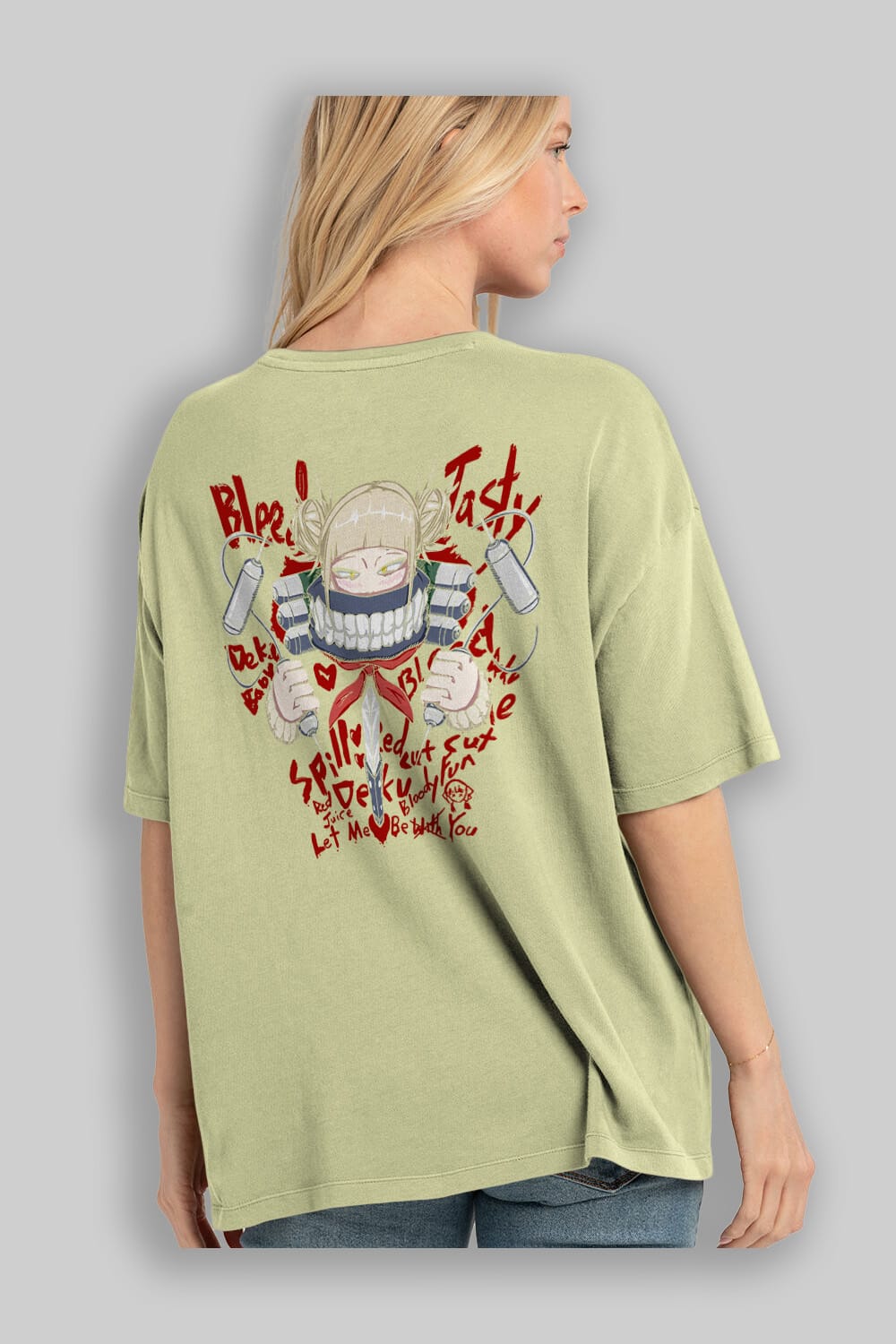 Himiko Toga 1 Anime Arka Baskılı Oversize t-shirt Erkek Kadın Unisex