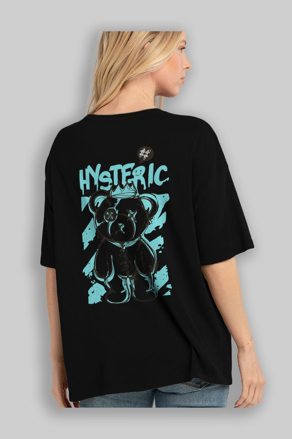 Hysteric Bear Arka Baskılı Oversize t-shirt Erkek Kadın Unisex