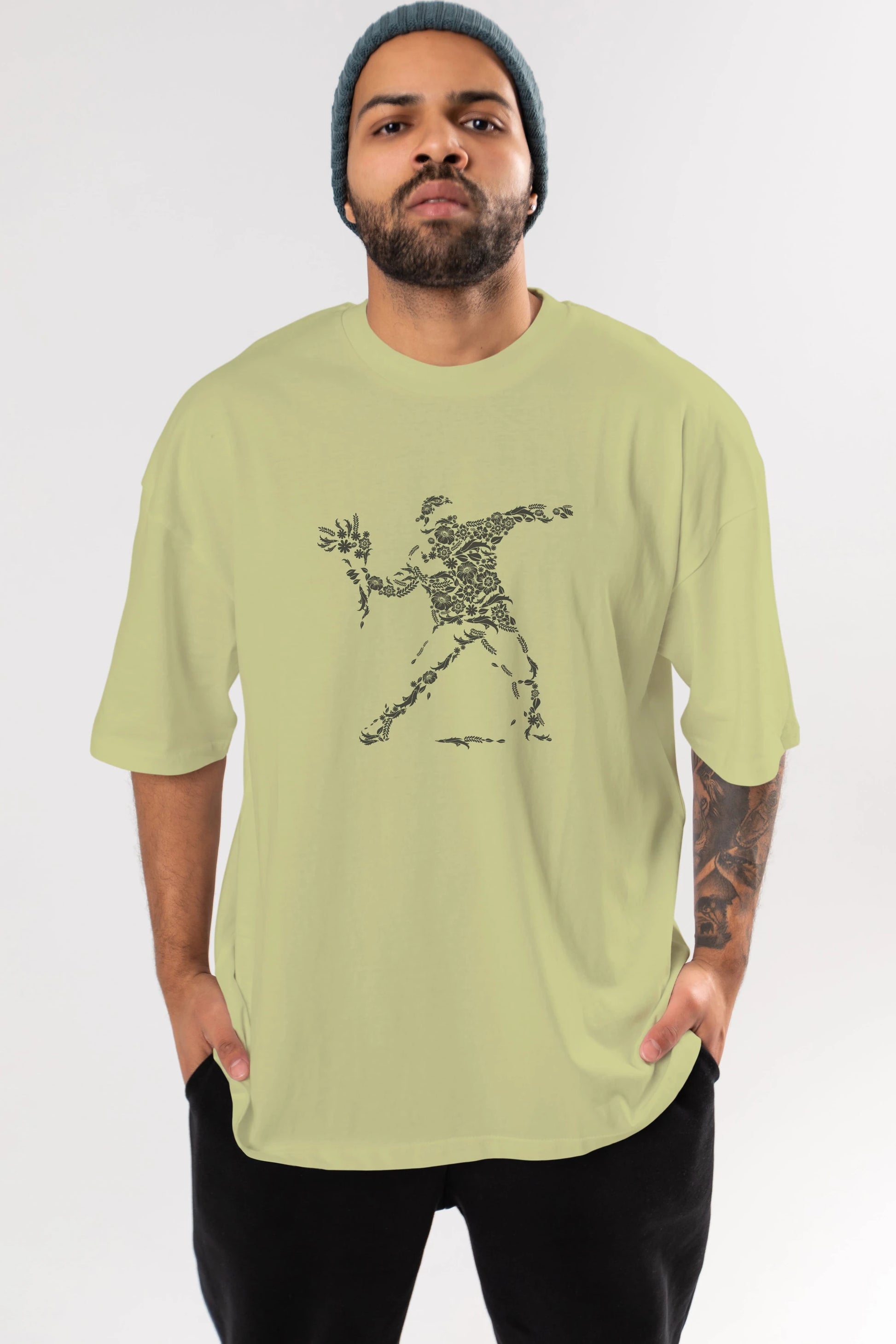 Flourish Vandalism Ön Baskılı Oversize t-shirt %100 pamuk Erkek Kadın Unisex