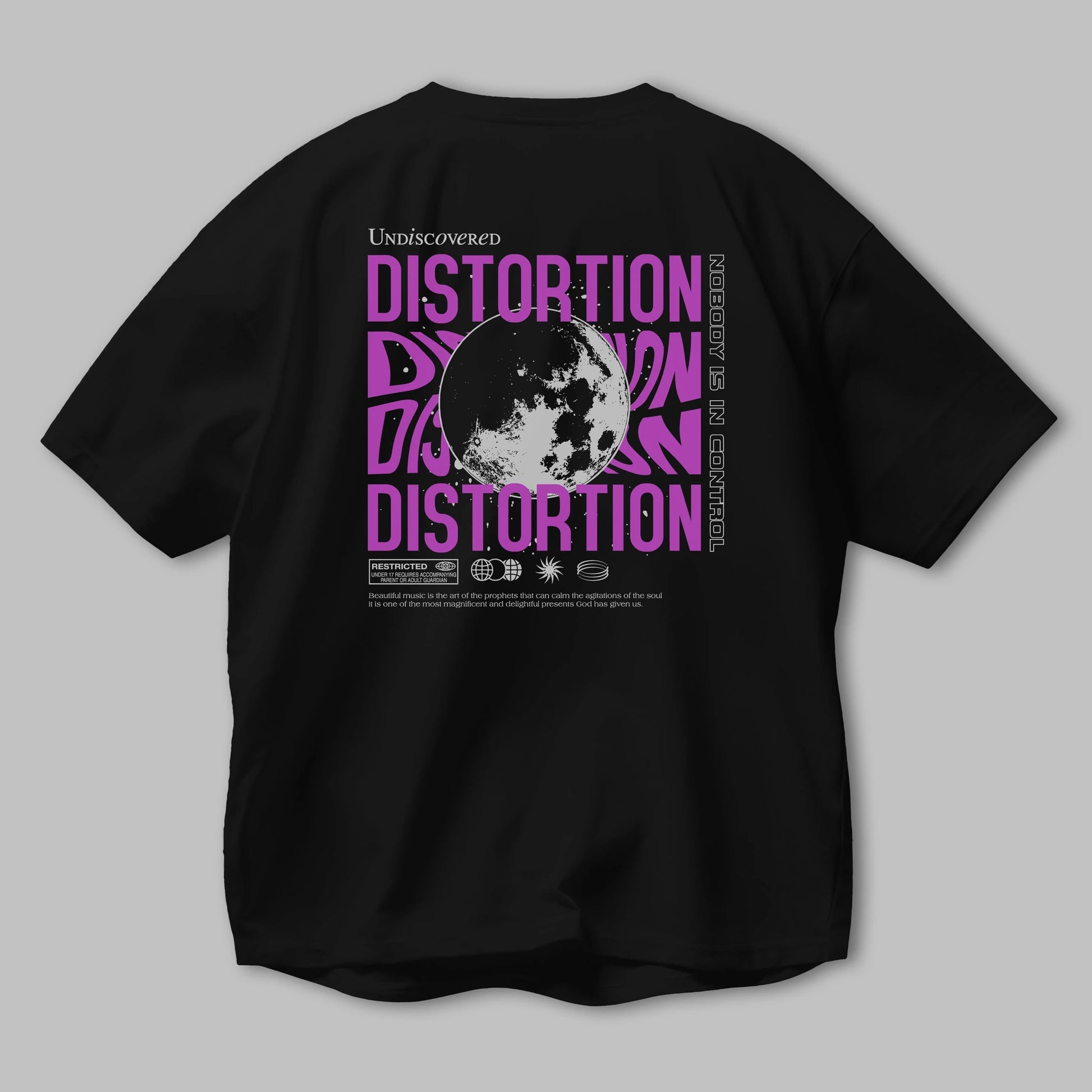Distortion Arka Baskılı Oversize t-shirt Erkek Kadın Unisex