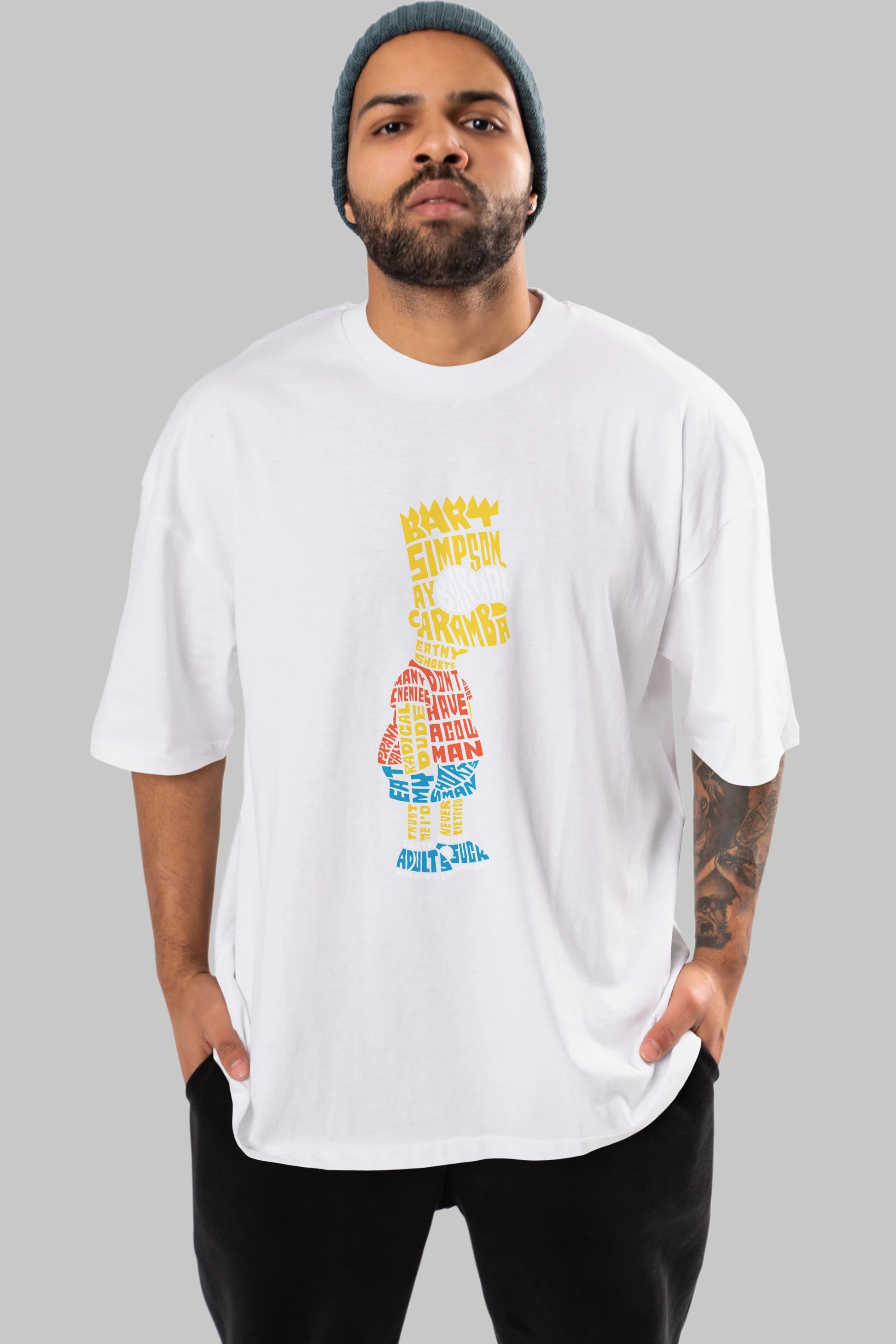 Bart Simpson Ön Baskılı Oversize t-shirt %100 pamuk Erkek Kadın Unisex