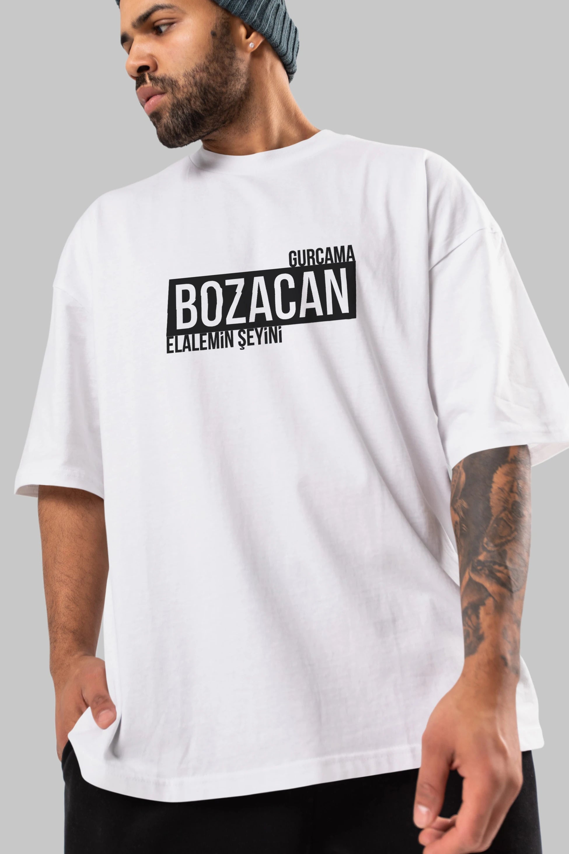 Gurcama Bozacan Elalemin Ön Baskılı Oversize t-shirt %100 pamuk Erkek Kadın Unisex