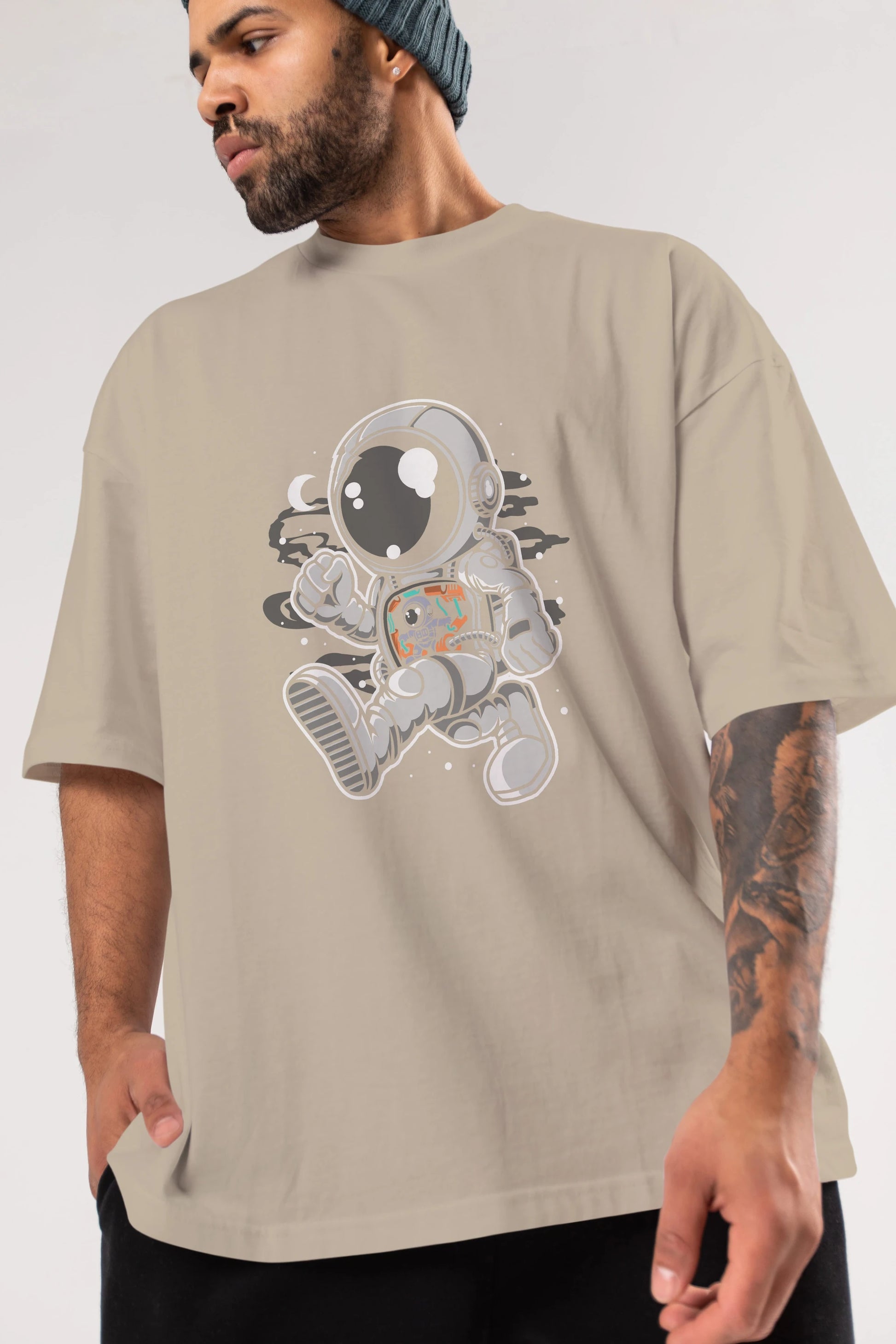 Astronaut Robotic Machine Ön Baskılı Oversize t-shirt Erkek Kadın Unisex