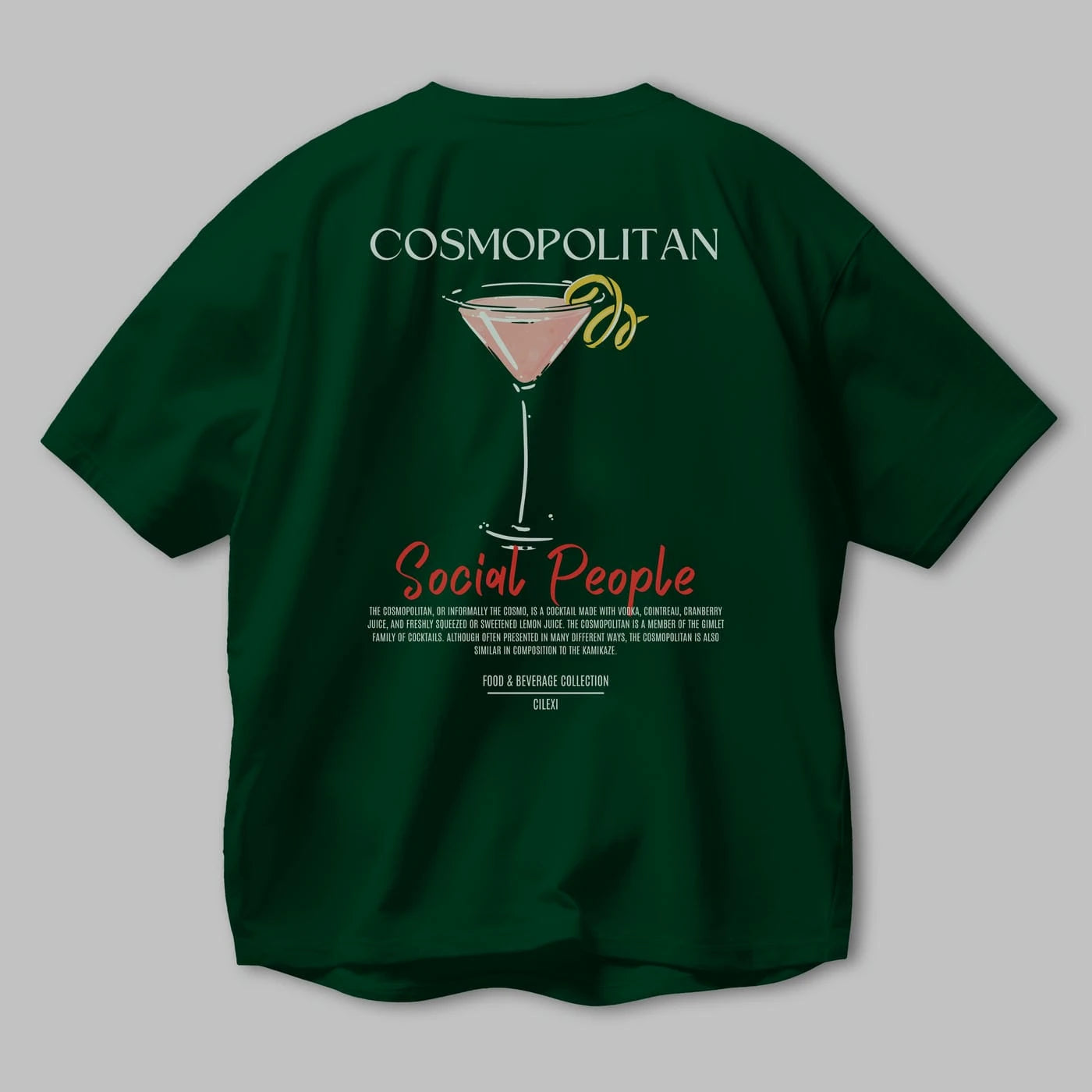 Cosmopolıtan Kokteyl Serisi Baskılı Oversize t-shirt Erkek Kadın Unisex %100 Pamuk Bisiklet Yaka tişort