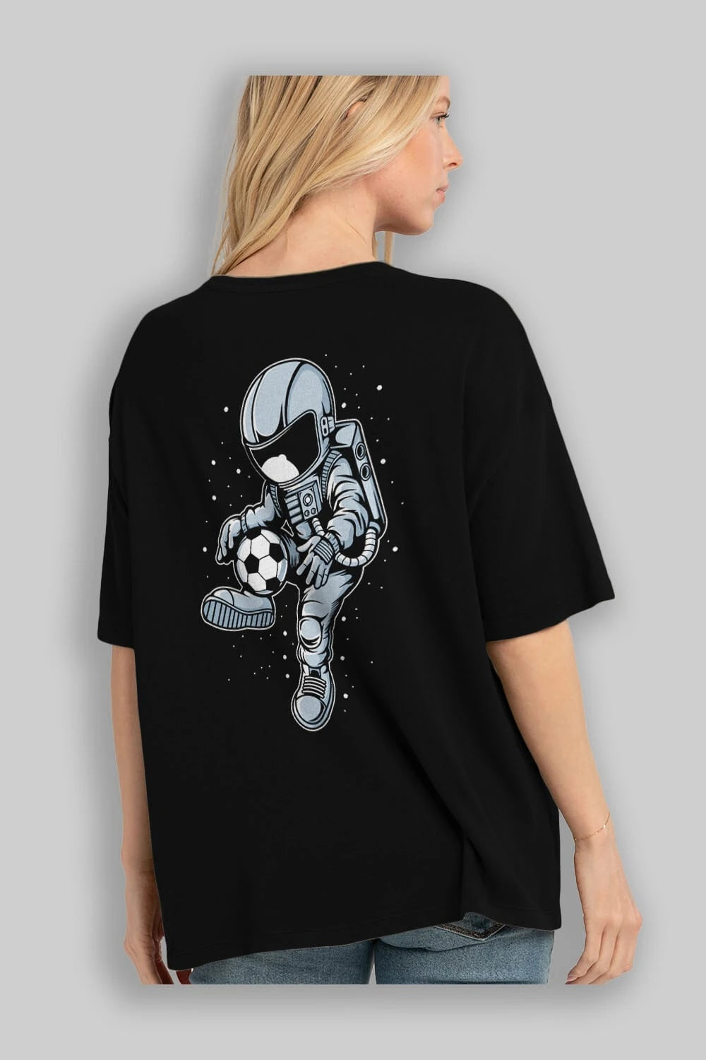 Astronaut Soccer Player Arka Baskılı Oversize t-shirt Erkek Kadın Unisex