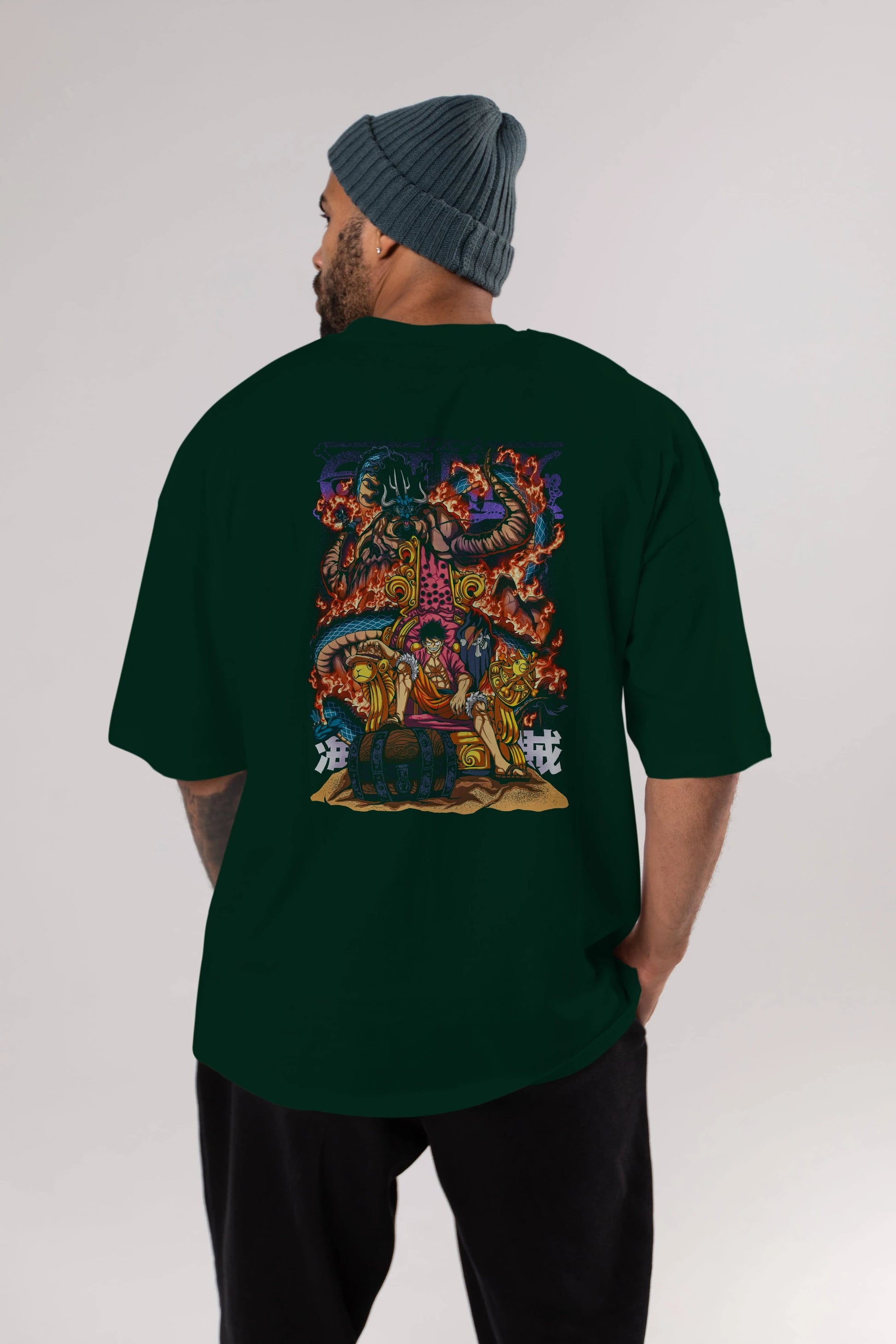 MONKEY D. LUFFY 1 Anime Arka Baskılı Oversize t-shirt Erkek Kadın Unisex