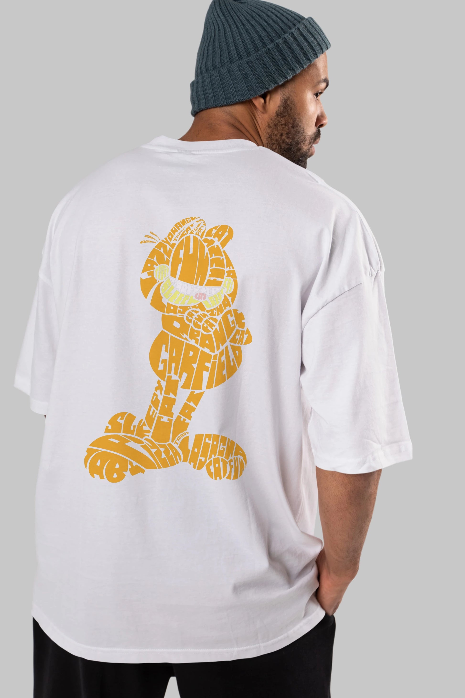 Garfield Arka Baskılı Oversize t-shirt %100 pamuk Erkek Kadın Unisex