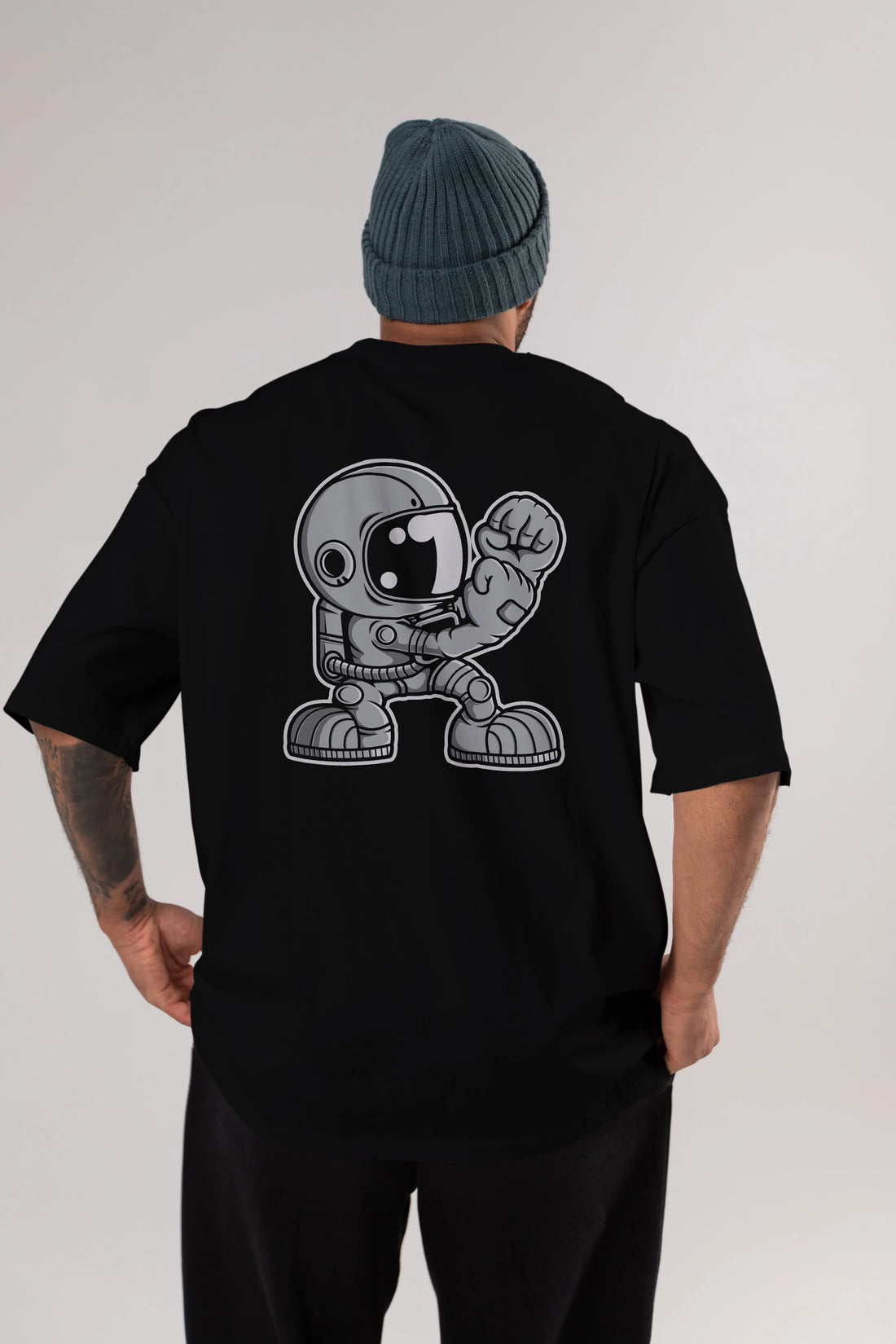 Astronaut Fighting Irish Arka Baskılı Oversize t-shirt Erkek Kadın Unisex