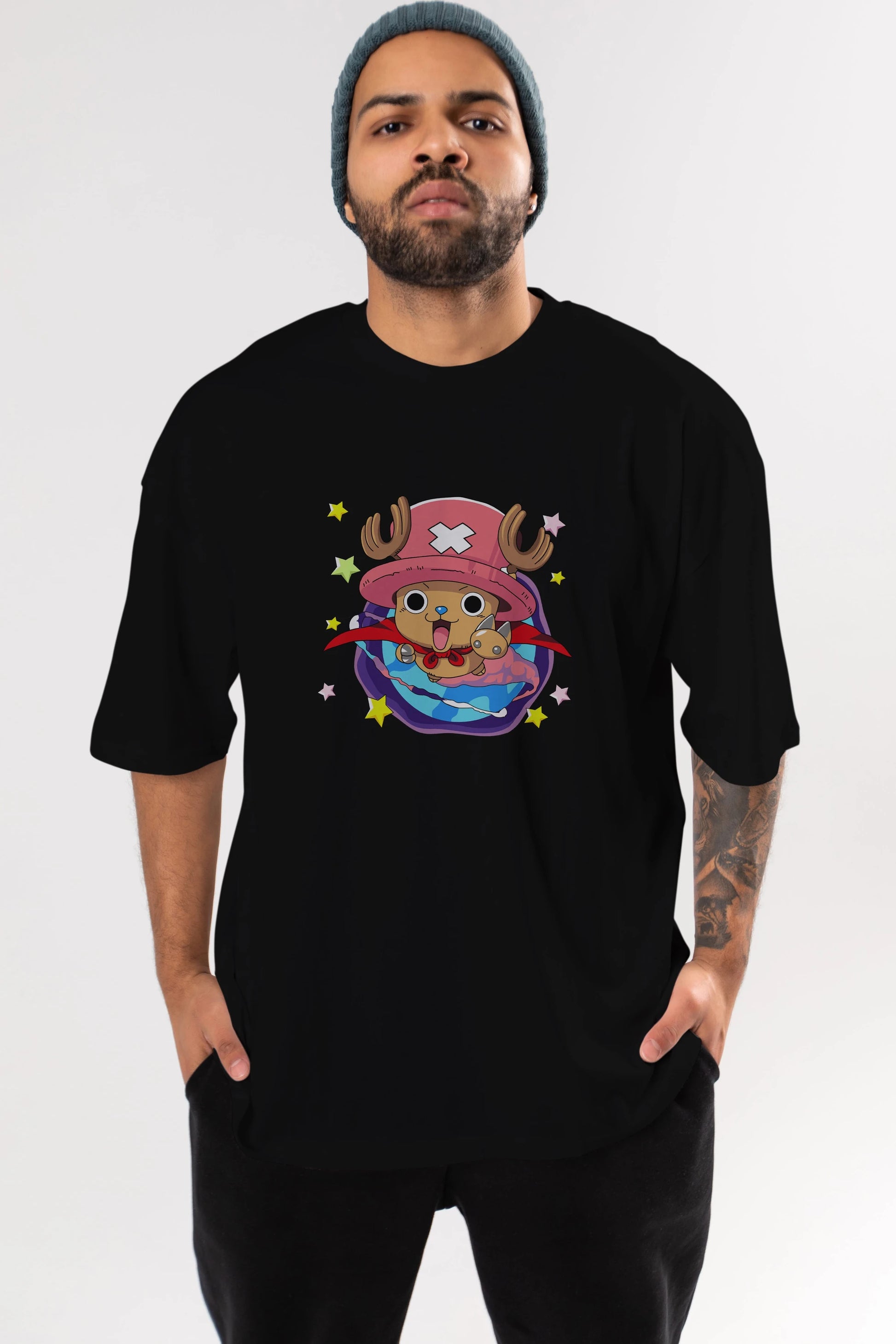 Tony Tony Chopper Anime Ön Baskılı Oversize t-shirt Erkek Kadın Unisex
