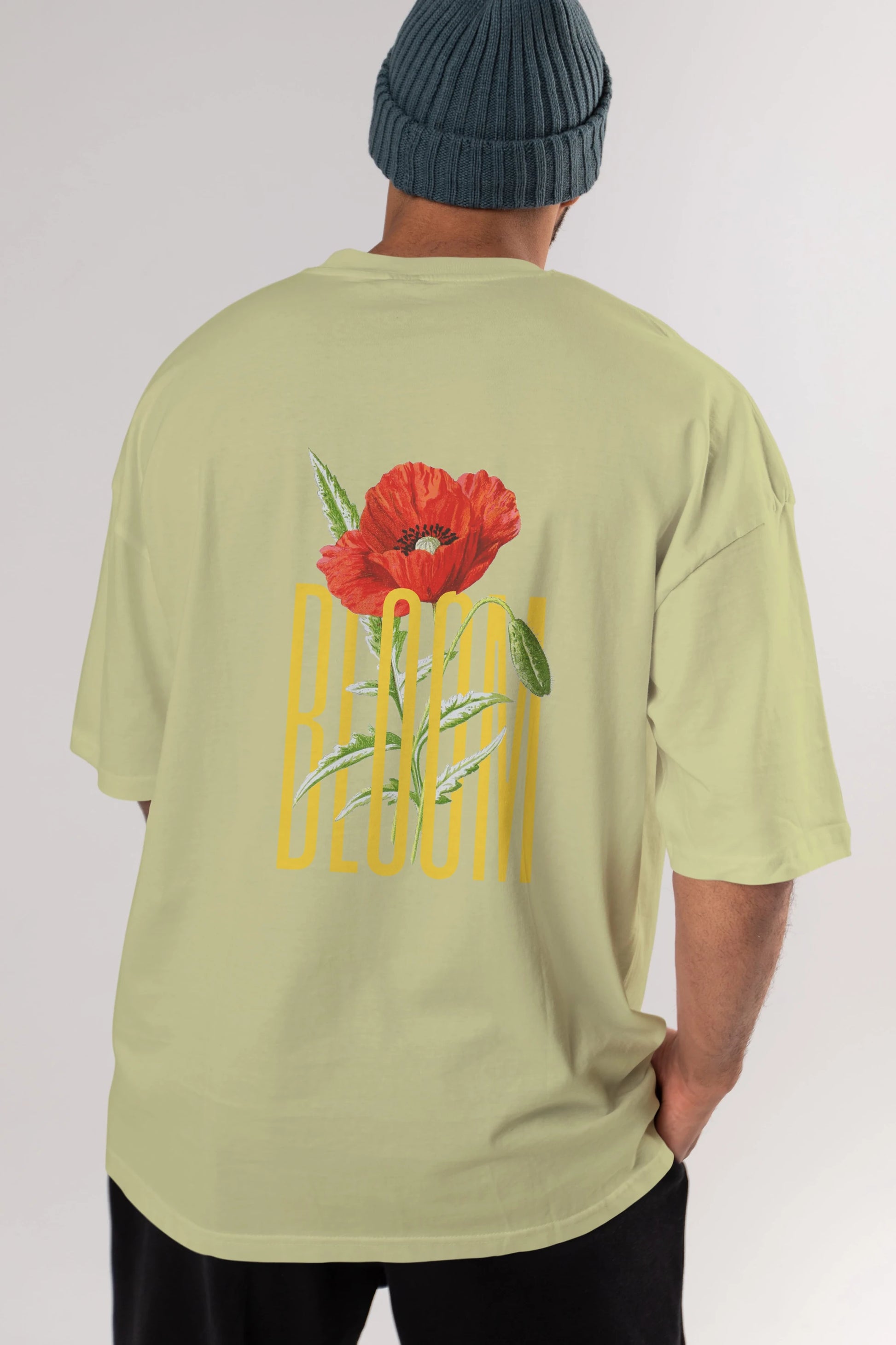 Bloom Flower Arka Baskılı Oversize t-shirt Erkek Kadın Unisex