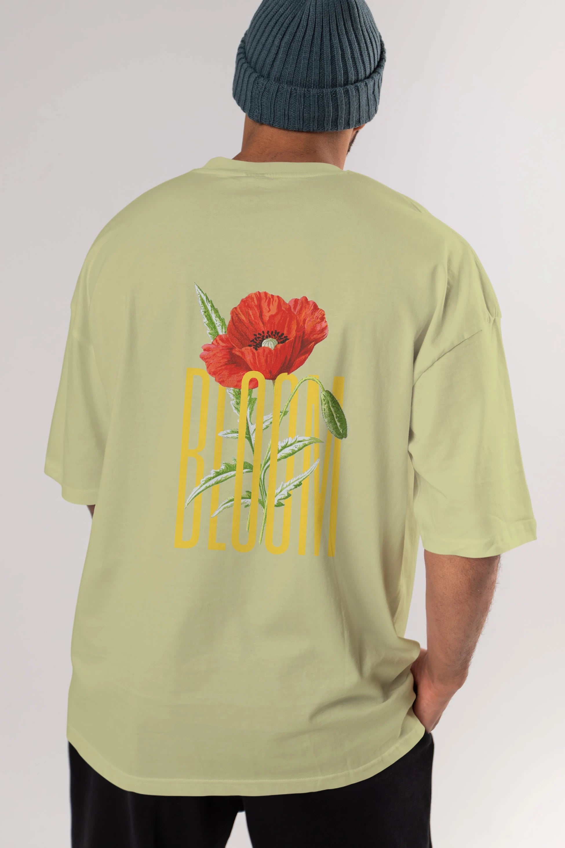Bloom Flower Arka Baskılı Oversize t-shirt Erkek Kadın Unisex